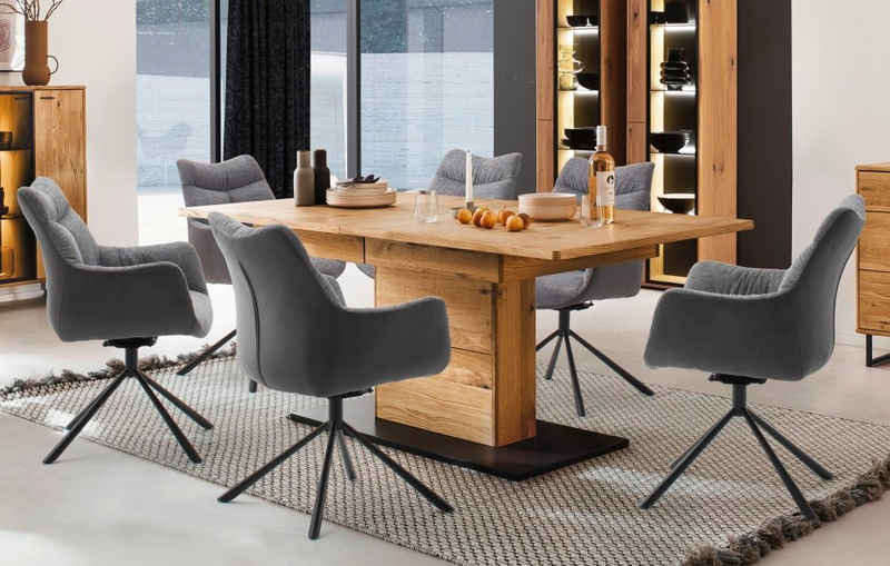 MCA furniture Esstisch Esstisch Arezzo ausziehbar, Wildeiche / anthrazit, 180 (230) x 100 (No-Set)