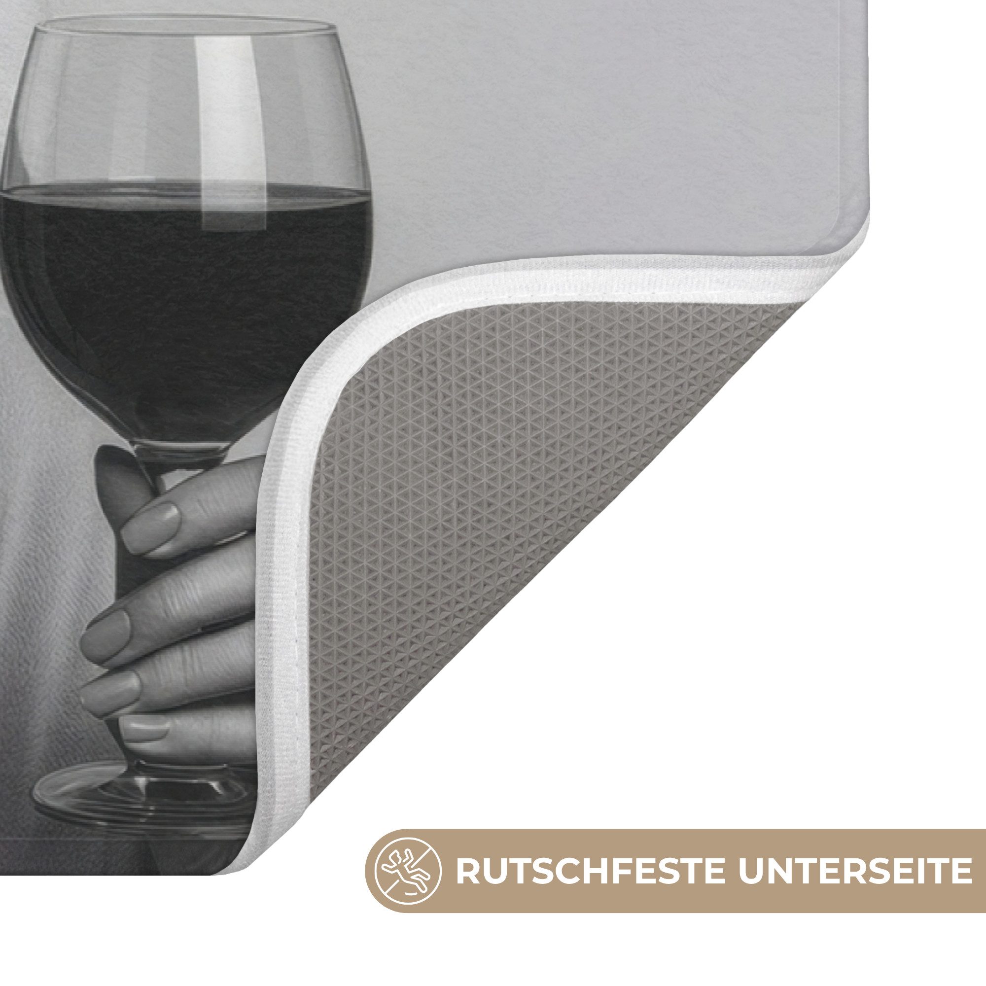 OnlyWow Badematte Leg dich nicht mit mir an - Wein - Frau - Zigarette, Höhe 10 mm, Polyester, Rechteckig, Badezimmerteppich, Badteppich, Rutschfest, Badvorleger – Bild 3 von 5