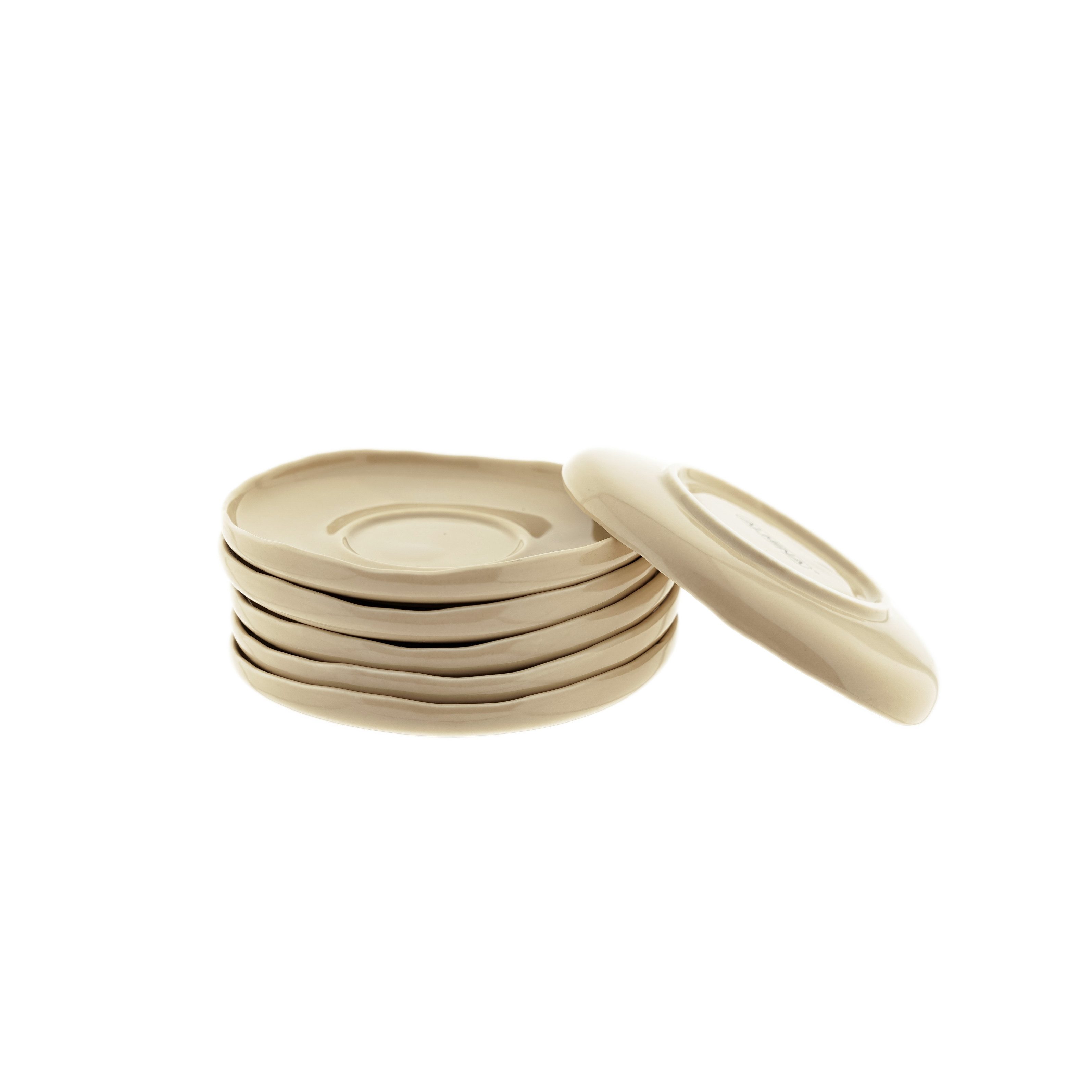 Almina Untertasse Wave Biscuit, (6 St), aus hochwertigem Porzellan, 12,5 x 1,5 cm