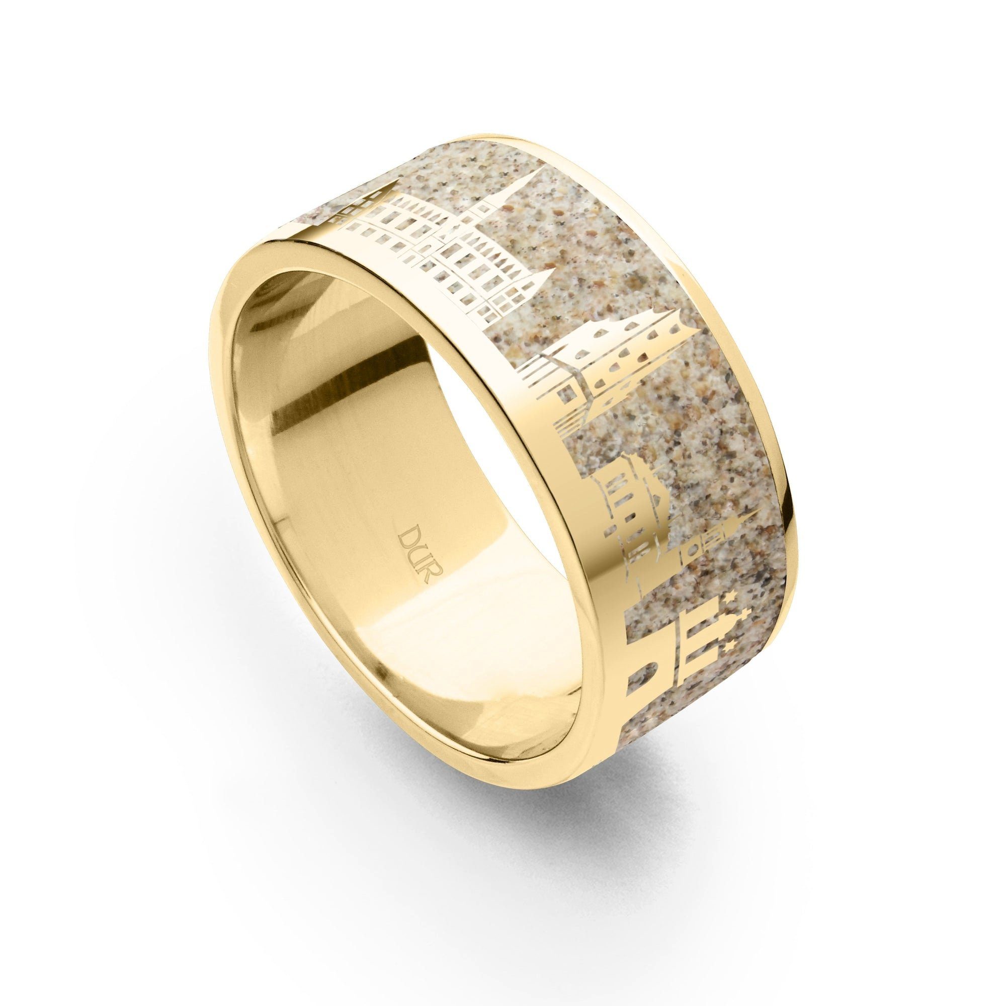 Fingerring DUR Schmuck: Strandring "Hamburg II" mit Strandsand, vergoldet R5861