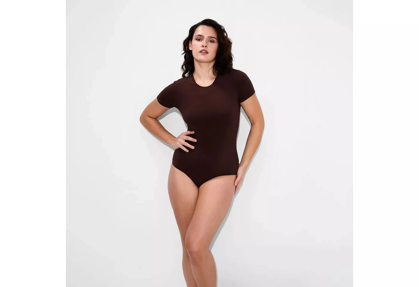 cfab Body Crew Neck T-Shirt Bodysuit-Braun-M (1-tlg)