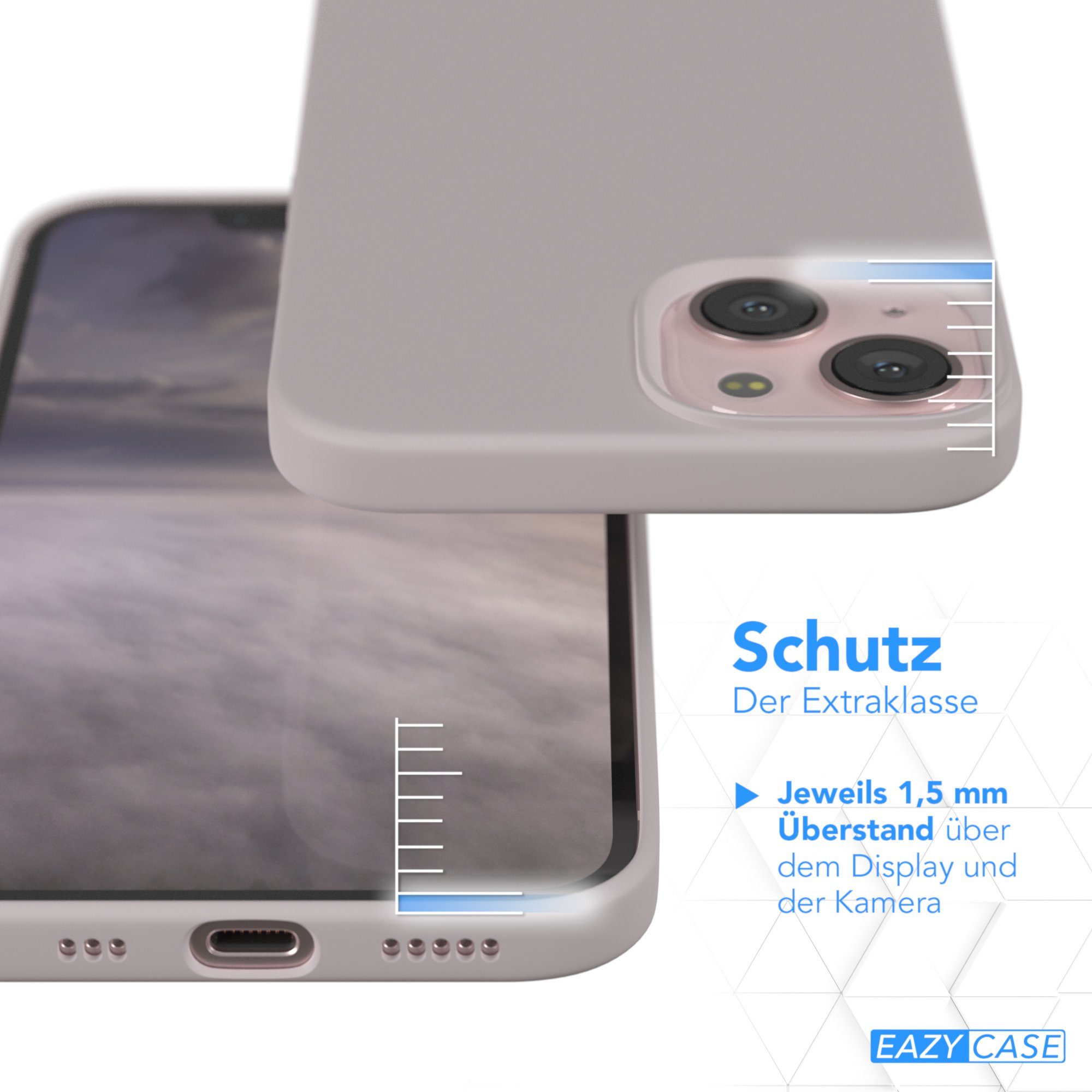 EAZY CASE Handyhülle Premium Silikon Case für Apple iPhone 13 6,1 Zoll, Hülle Bumper Case Slimcover mit Displayschutz Silikonhülle Altrosa