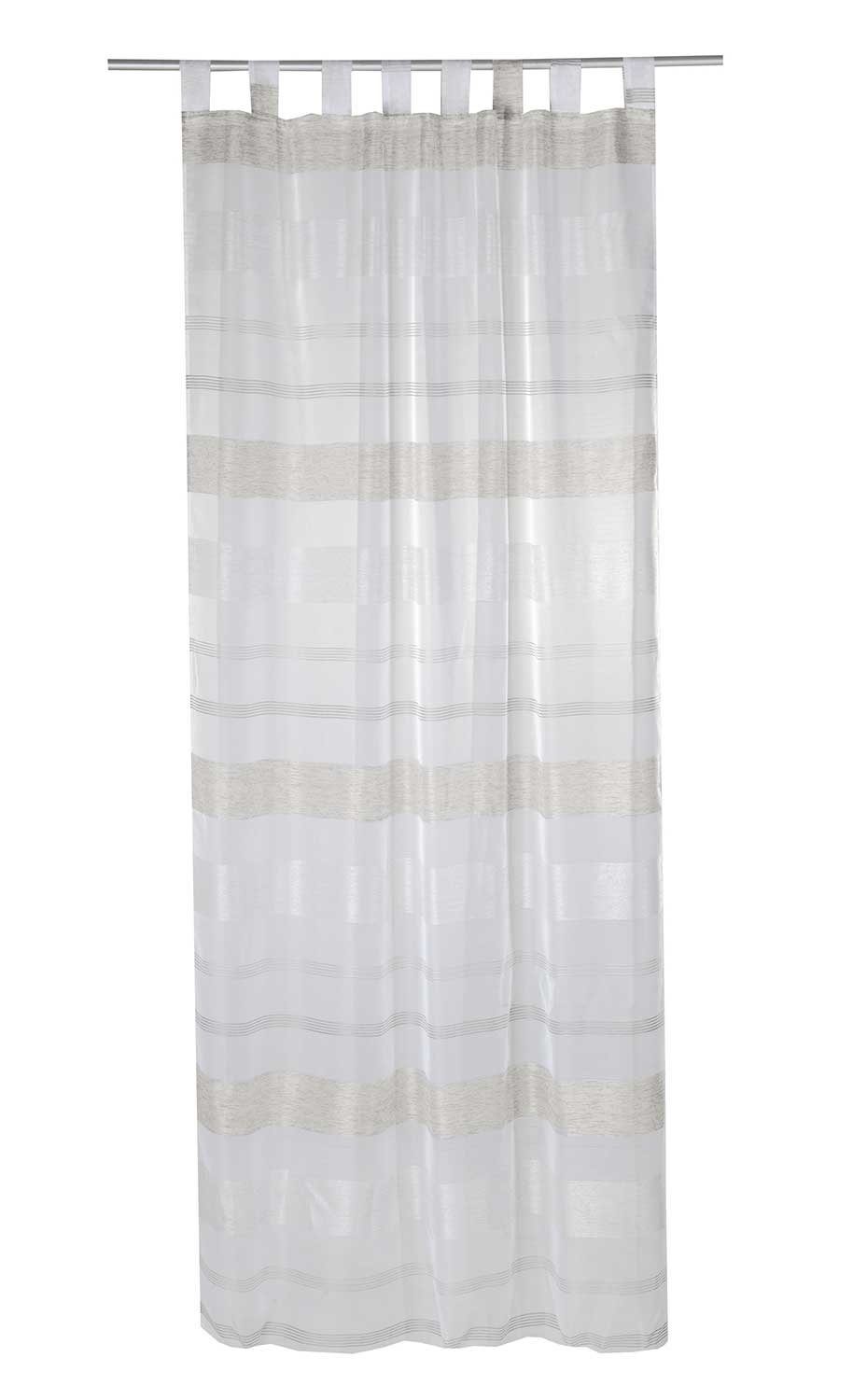 Schlaufe Schlaufenschal, Taupe, Polyester, 245, (1 Vorhang St), Home4You, Polyester, 140 x Weiß, transparent, Querstreifenmuster