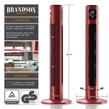 Brandson Turmventilator, Standventilator 96cm, Oszillation 65°, Timer, Fernbedienung, Rubinrot