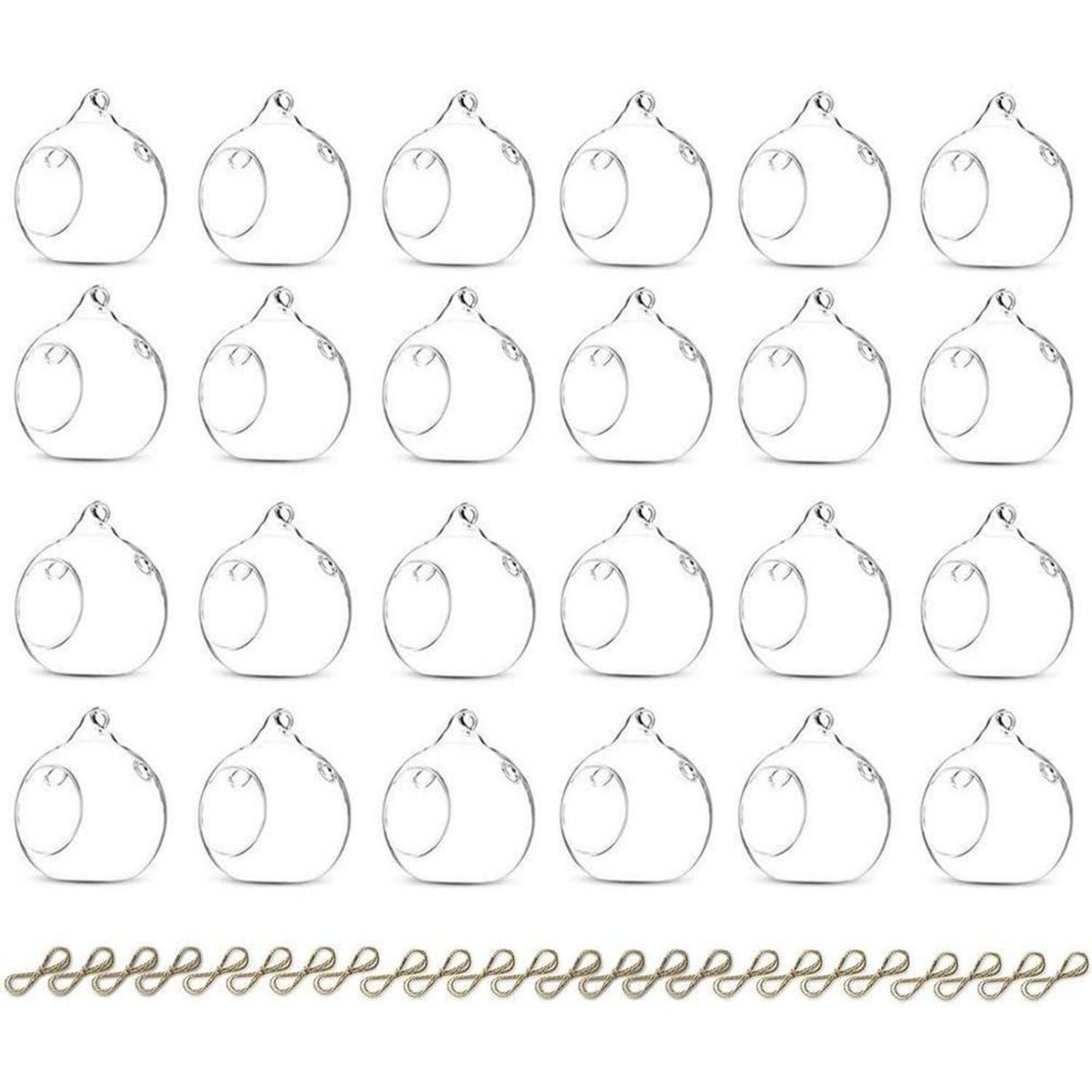 Dekohänger Kerzenständer hängend Glasball 8cm Haus Hochzeit Transparent 24 Stück