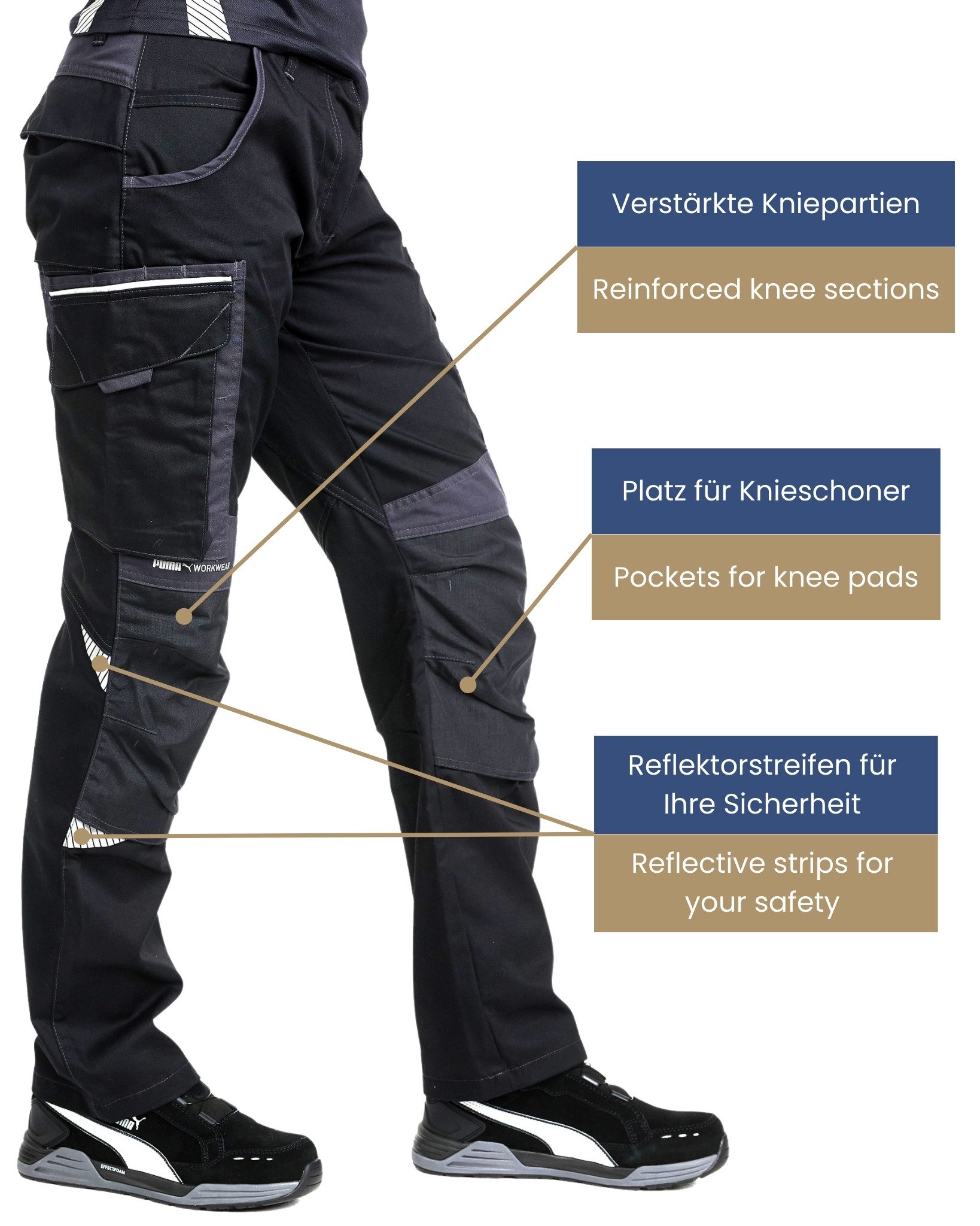 PUMA Workwear Arbeitshose für Damen - Arbeitshose mit elastischem Bund - Precision X Robustes Nylon Gewebe - Verstärkte Nähte & Kniepartien - Viele Taschen