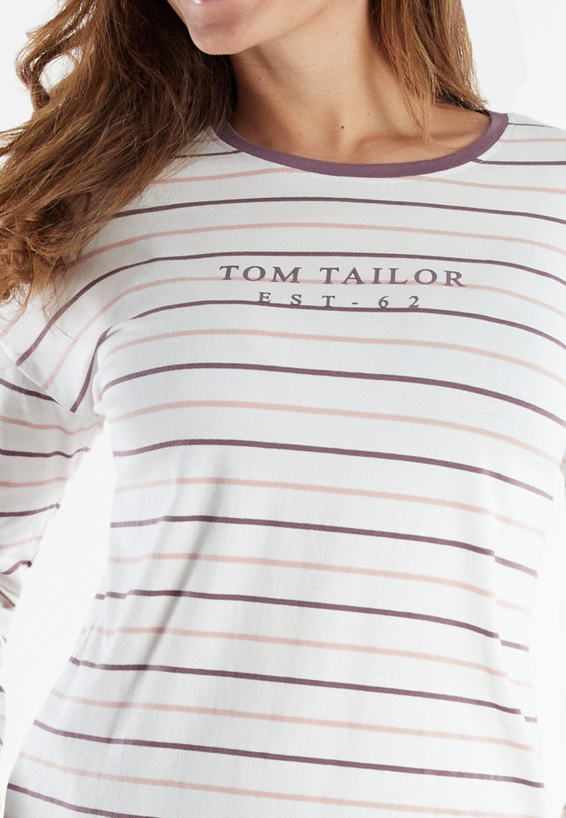TOM TAILOR Pyjama Zaria (2 tlg) gestreiftes Oberteil, mit Rundhalsausschnitt und langem Arm – Bild 4 von 5