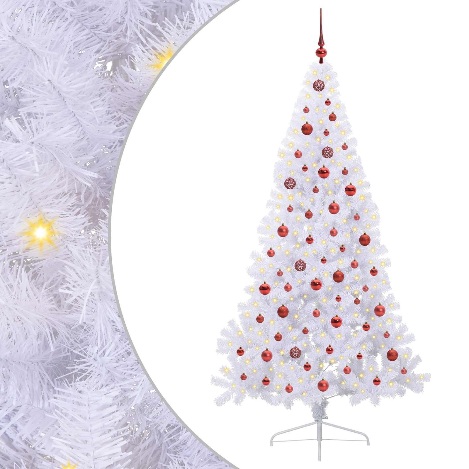 vidaXL Künstlicher Weihnachtsbaum Künstlicher Weihnachtsbaum Weiß 210 cm PVC und Stahl