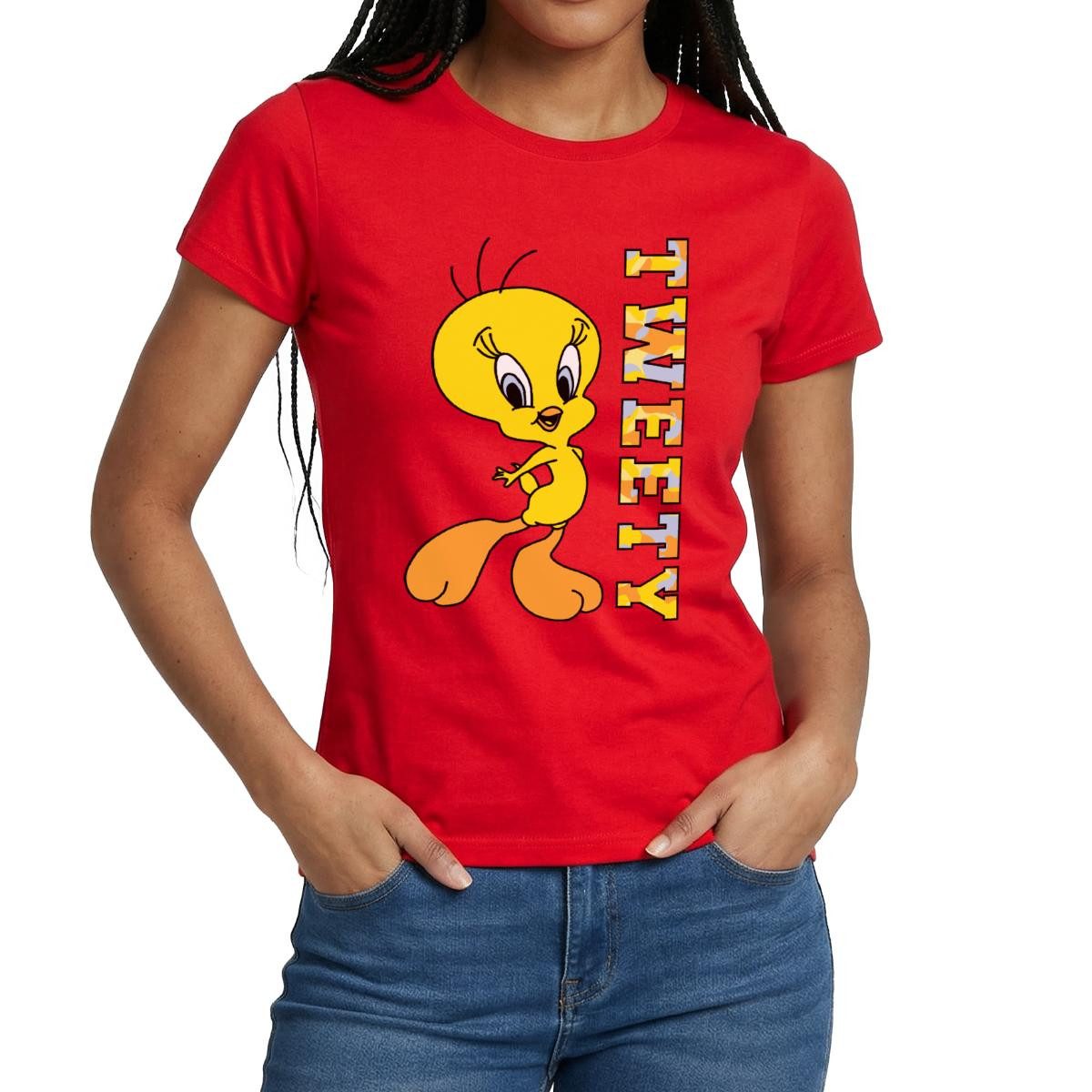 T-Shirt Looney Tunes Tweety Camouflage Frauen T-Shirt