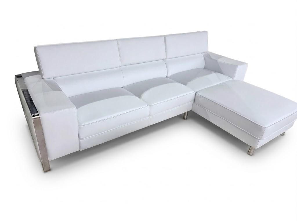 Xlmoebel Ecksofa Luxus Ecksofa L Form Weiss Modern Ledersofa Eckcouch Ottoname Sofort, 1 Teile