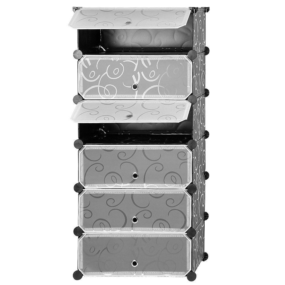 JEOBEST Schuhschrank Modularer Kombischrank, DIY Schuhschrank mit Tür (1/2-St) 6 Fächer, Kunststoff, für Platzsparende