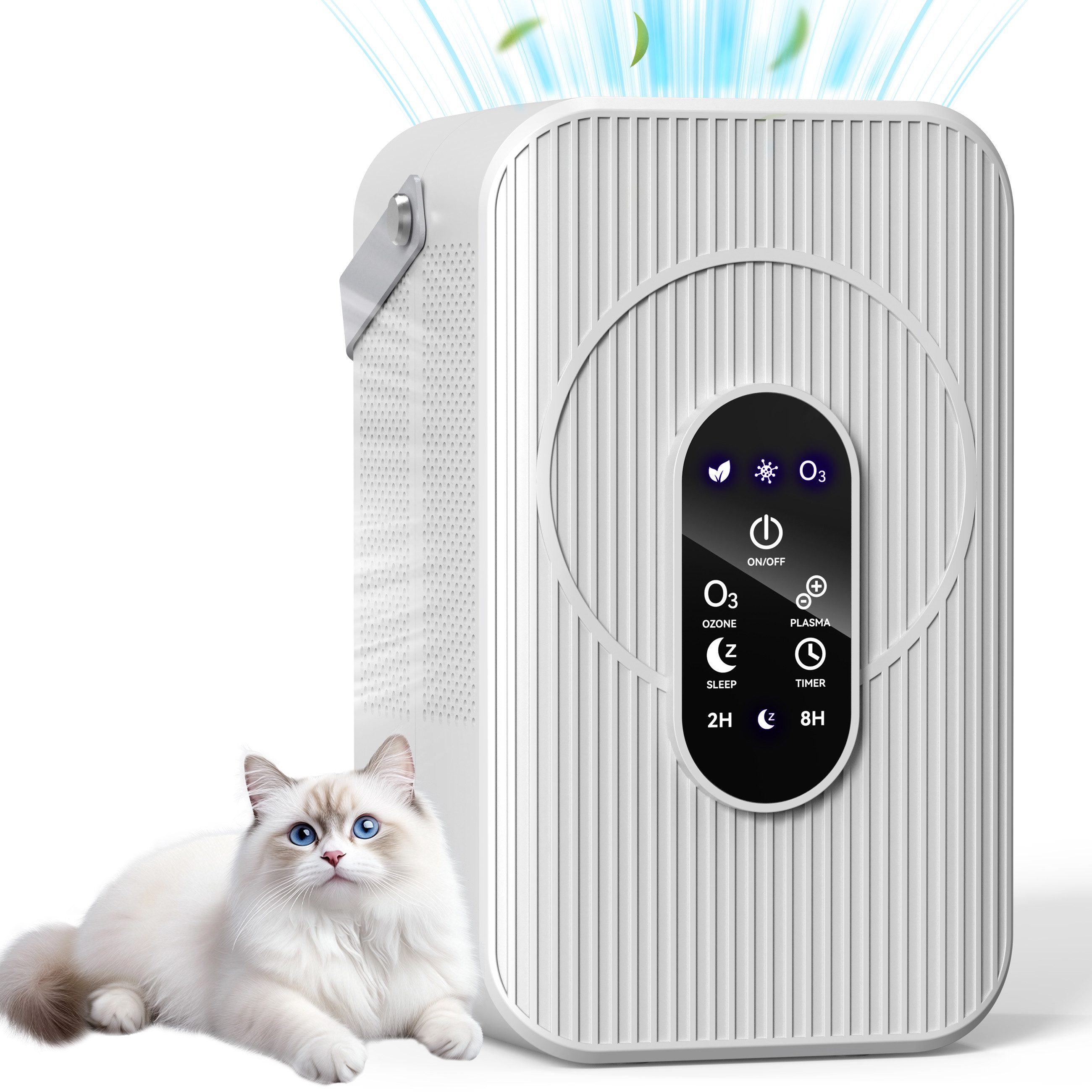 Tekoo Luftfilter Luftreiniger H13 HEPA Filter & Plasma für 25m², Timer, 12W, für 25 m² Räume, Touch-LED-Display, integrierter Griff, flüsterleiser Nachtmodus