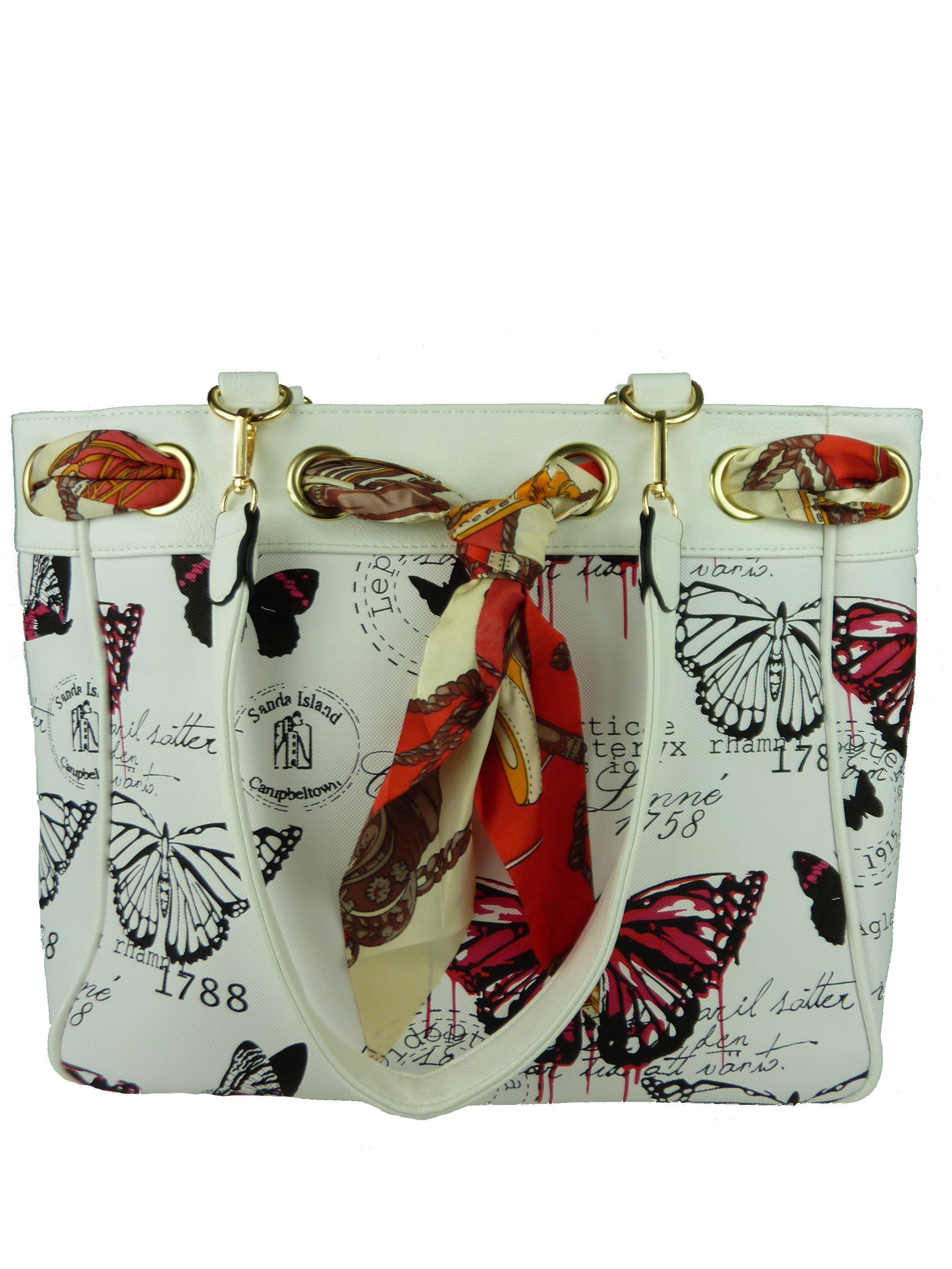 große Stil Schultertasche casual Shoppertasche im Taschen4life Shopper - 5817, moderne Vintage magenta Damen Butterfly