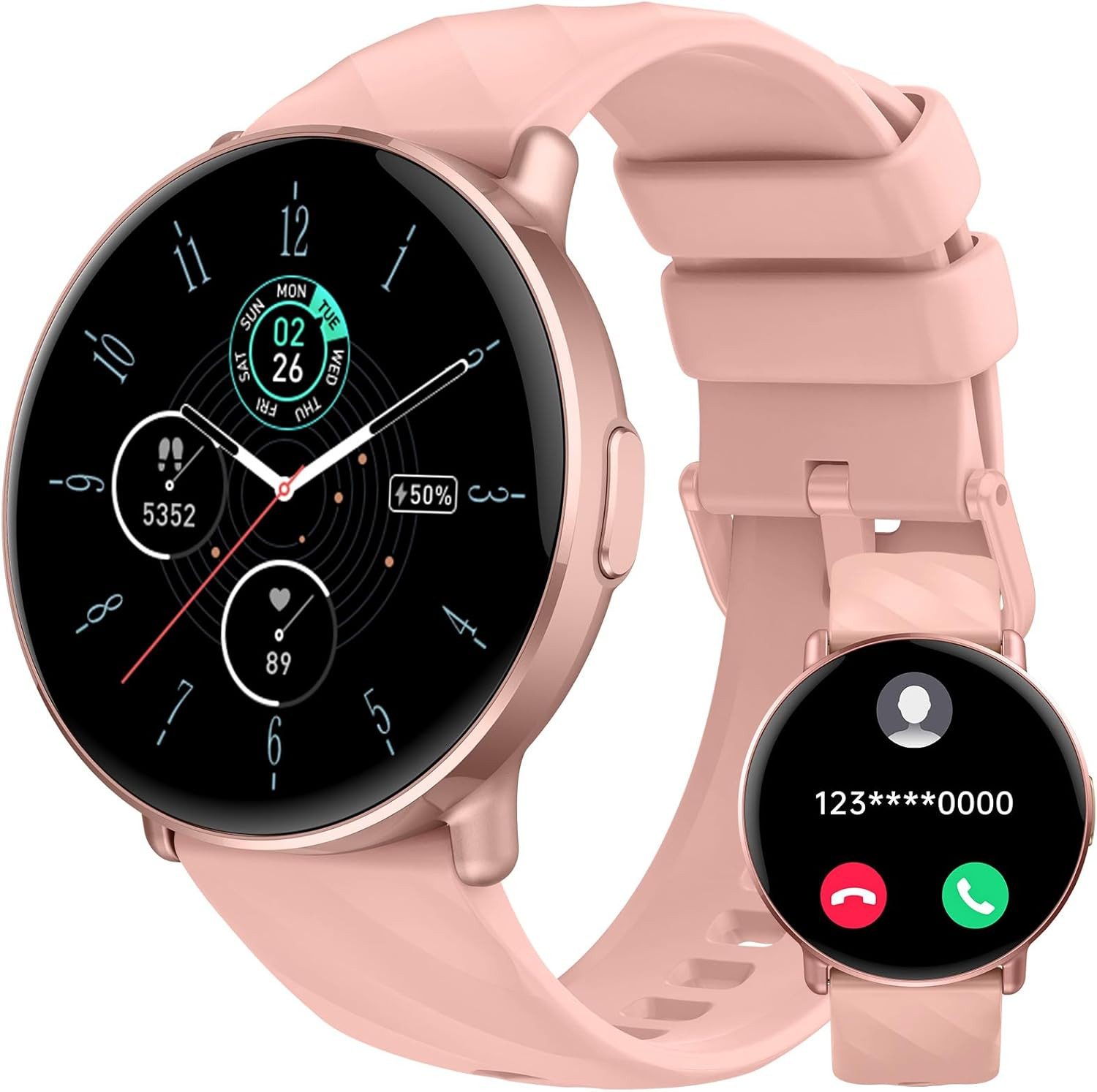 OWMSIC S51 Smartwatch (3,5 cm, android ios), Smartwatch mit 1.39 Zoll HD Touchscreen Bluetooth Telefonfunktion