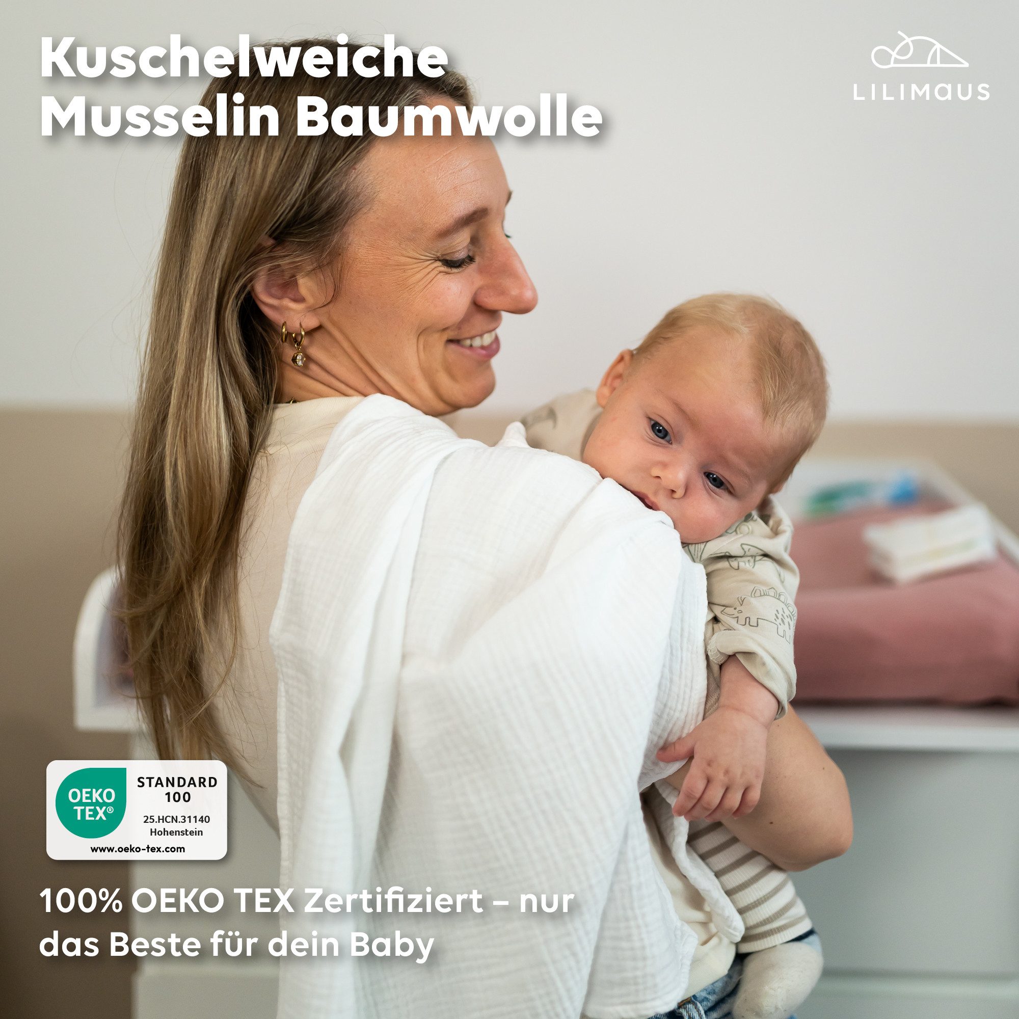 lilimaus Spucktuch Mulltücher für Babys aus 100% Baumwolle - weich & saugfähig, (3-tlg), 3er-Set, saugfähig & schnelltrocknend - auch als Kuscheltuch