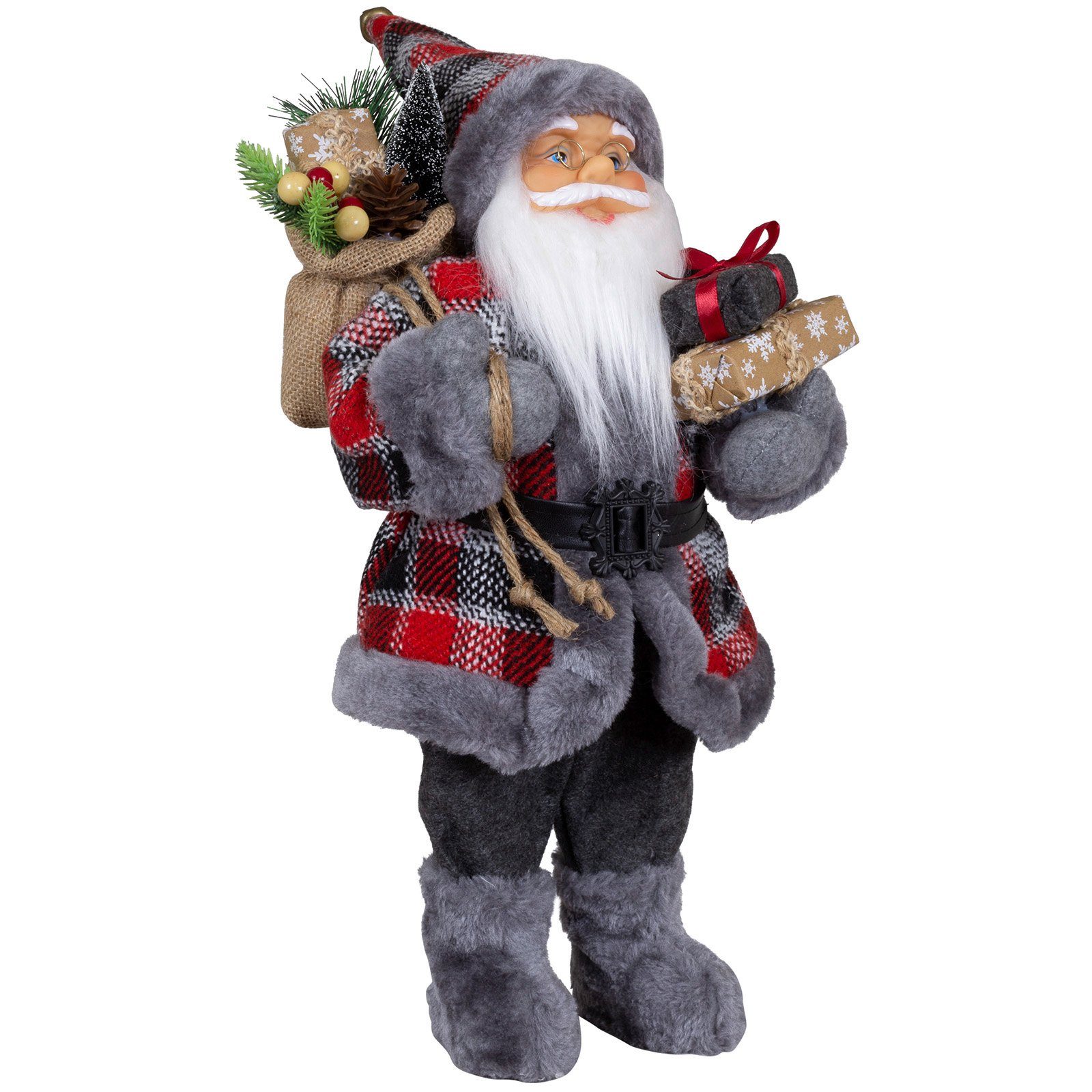 Christmas Paradise Weihnachtsmann Finn, 4 Größen (30-80cm) (Deko Figur, 1 St), grau-rot