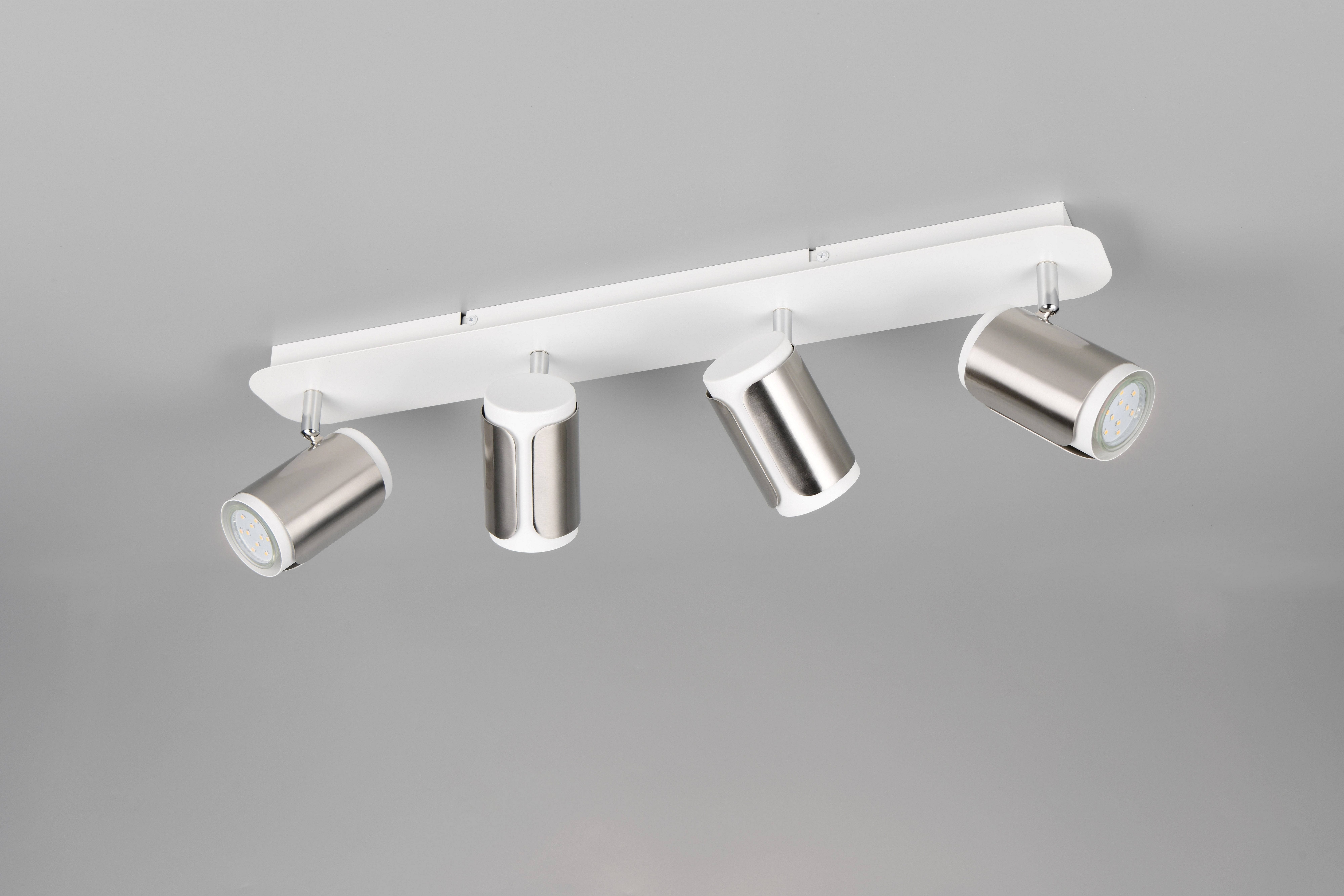 TRIO Leuchten Deckenstrahler GILLAN, Spot 4-flammig, exkl 4x GU10 max 10W, 60x16x12 cm (B/H/T), Leuchtmittel wechselbar, warmweiß - kaltweiß, als Wandstrahler oder Deckenstrahler montierbar, Spots schwenkbar