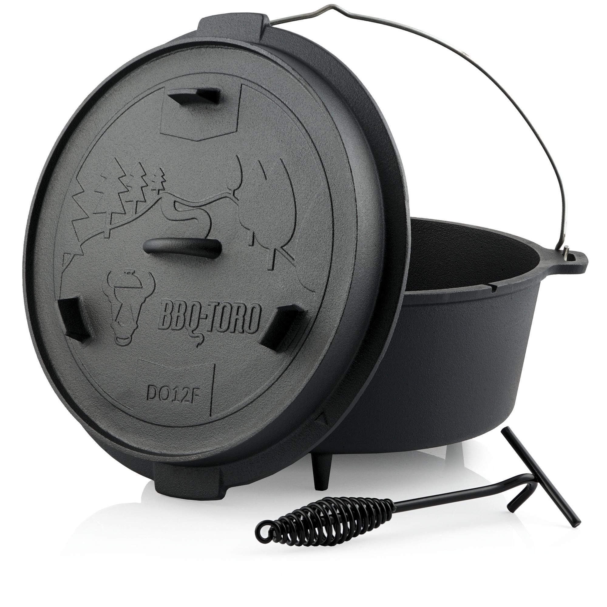 BBQ-Toro Grilltopf BBQ-Toro Dutch Oven DO12F, 13,6 L Forest Gusseisen Kochtopf, Gusstopf, Gusseisen