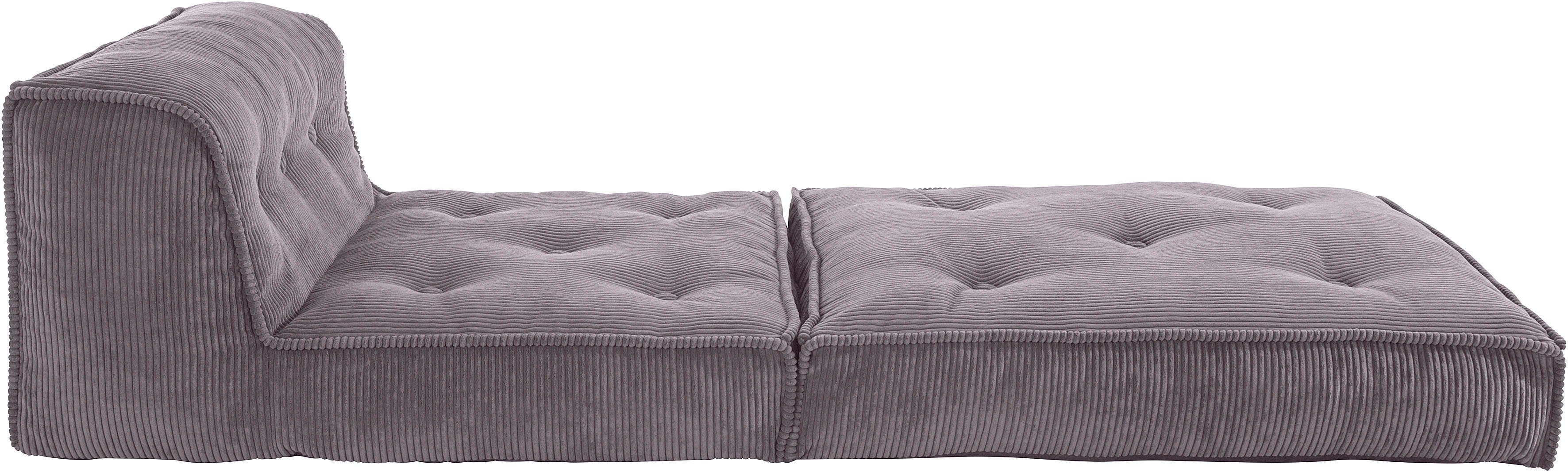 INOSIGN Sessel Pia, grau Pouf-Funktion. grau in 2 grau aus | Schlaffunktion, Loungesessel mit | Cord, Größen
