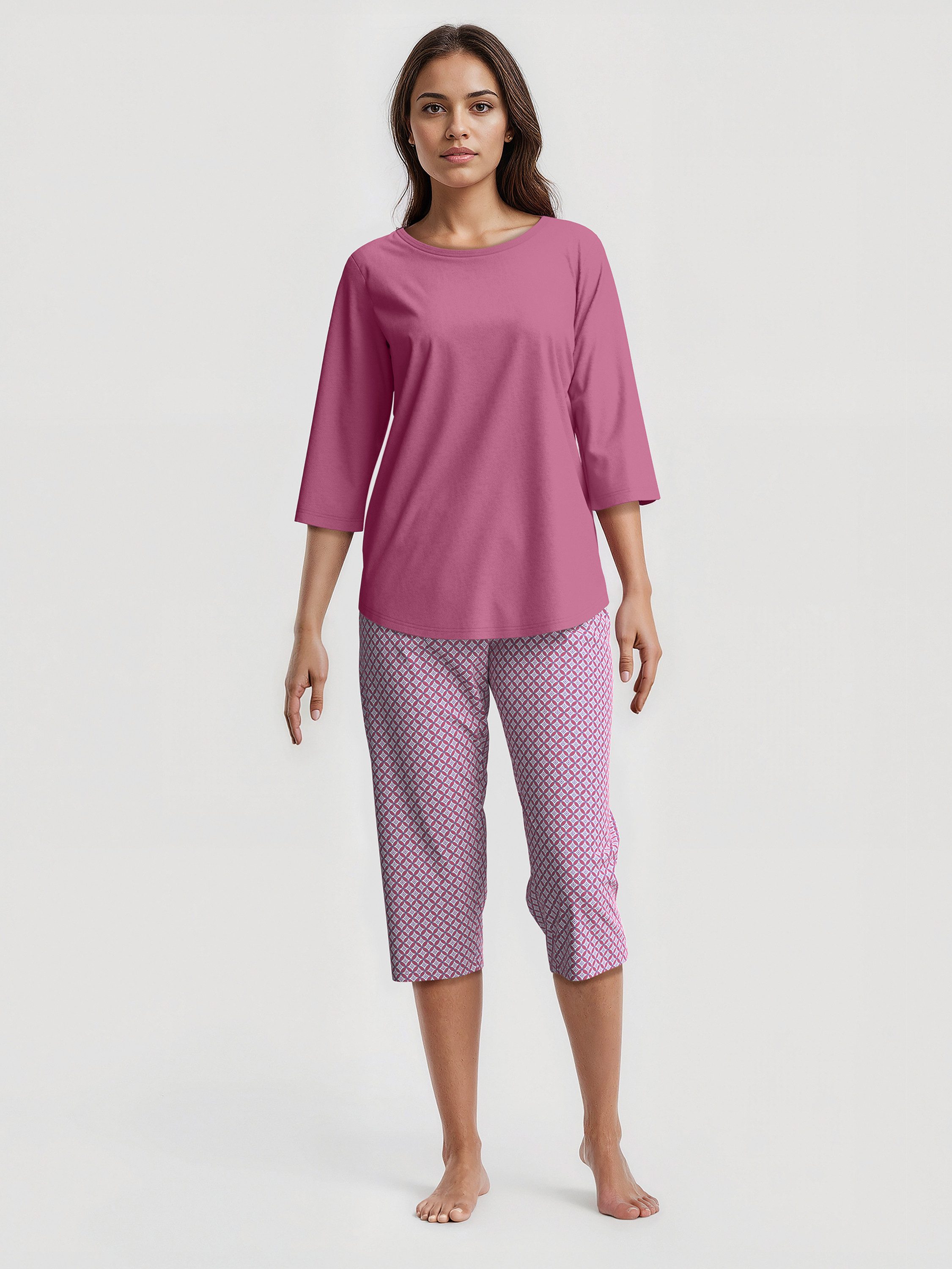 CALIDA Capri-Pyjama Cotton Special Damen (2 tlg) 3/4-Länge, weich und angenehm bewegungsfreundlich