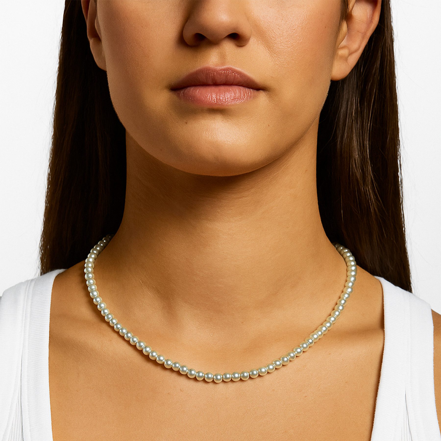 ANELY Gliederkette Kunststoffperlen in klassischem Look mit verstellbarem Verschluss für (1-tlg), 9073 in Silber