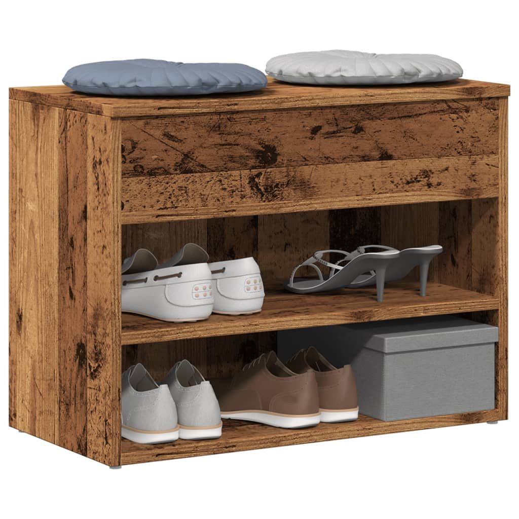 vidaXL Schuhregal Schuhbank Altholz-Optik 60x30x45 cm Holzwerkstoff, 1-tlg.