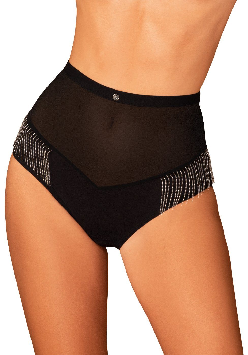 High-Waist-Slip High Waist Slip mit Metall-Tasseln - schwarz