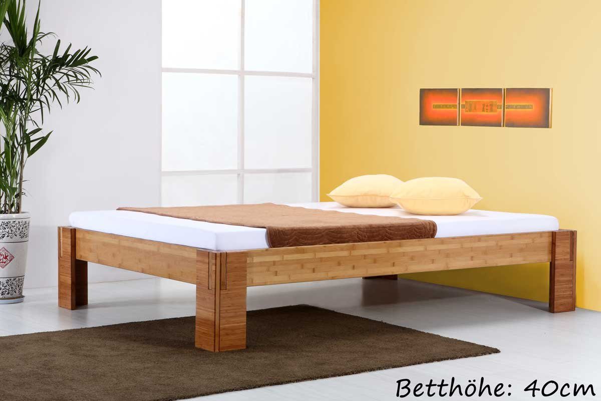 Steckbett BALI Bett - 1001 Bambus 5min, aus in ohne drei verschiedene Aufbau Rückenlehne, Massivholzbett Wohntraum Betthöhen wählbar