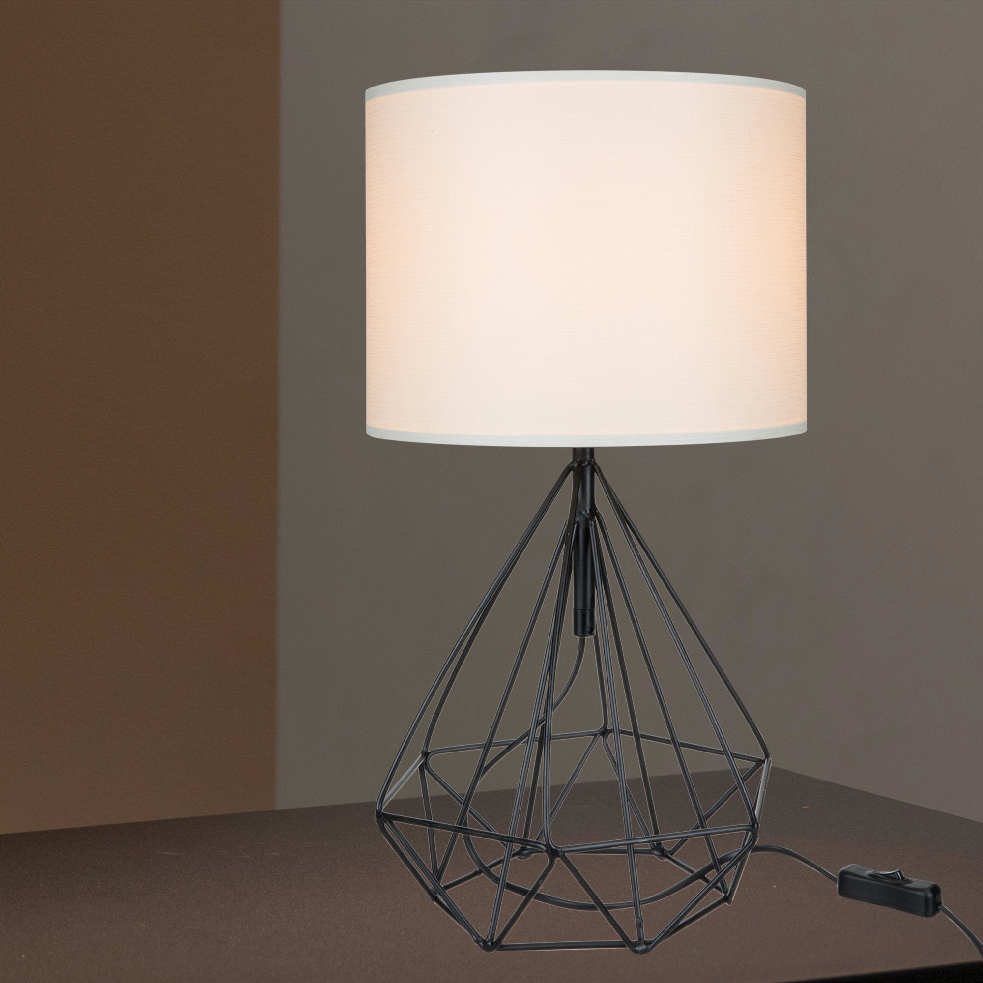 Textil »Gloucester« Tischleuchte, Lampenschirm Nachttischlampe ohne Schwarz aus lux.pro Weiß / Leuchtmittel,