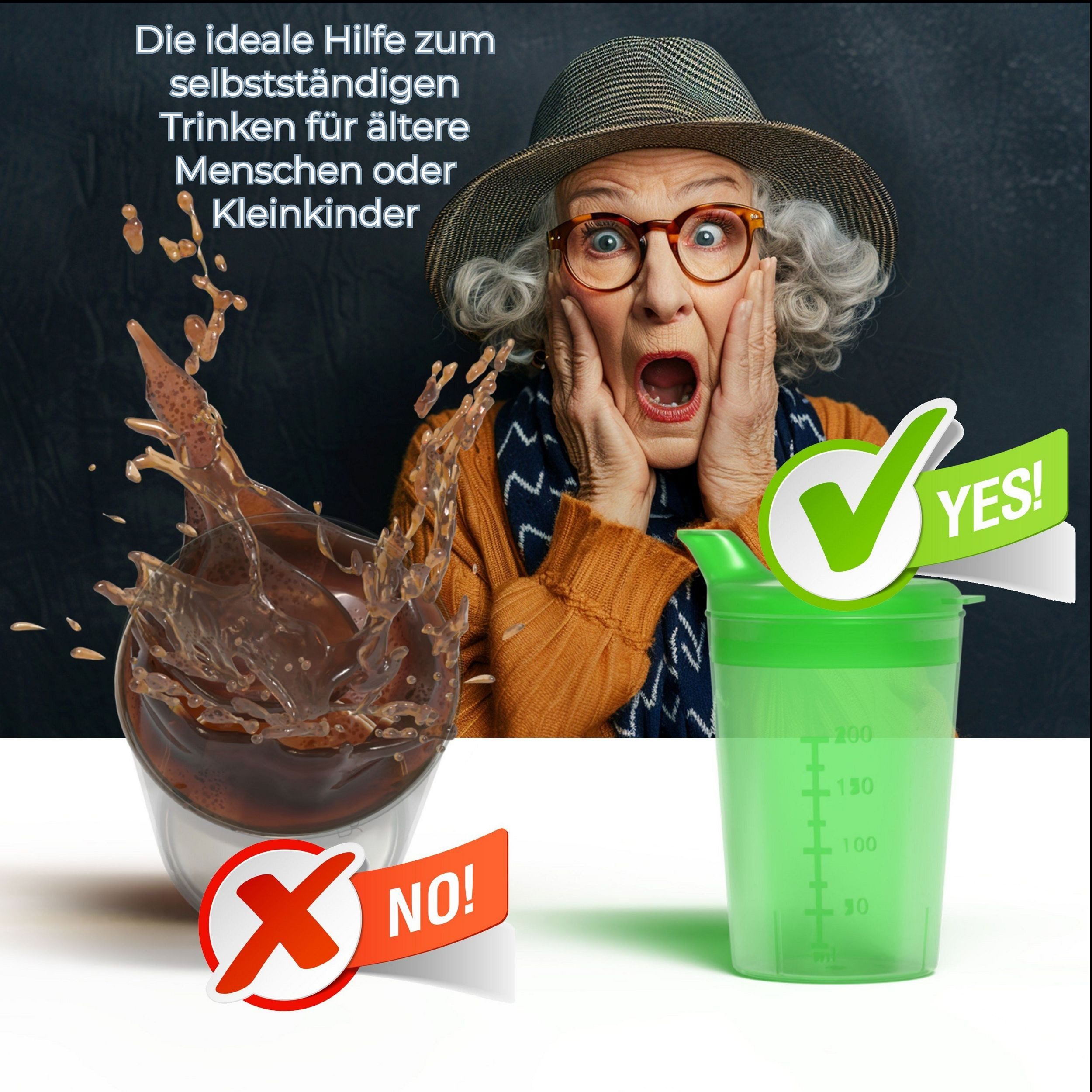 Horn Medical Schnabelbecher Horn Medical Schnabelbecher / Trinkhilfe 250ml grün, 1-tlg., lebensmittelechtes Polypropylen (PP), bunte & leicht erkenn-/greifbare Optik/Haptik, spülmaschinenfest