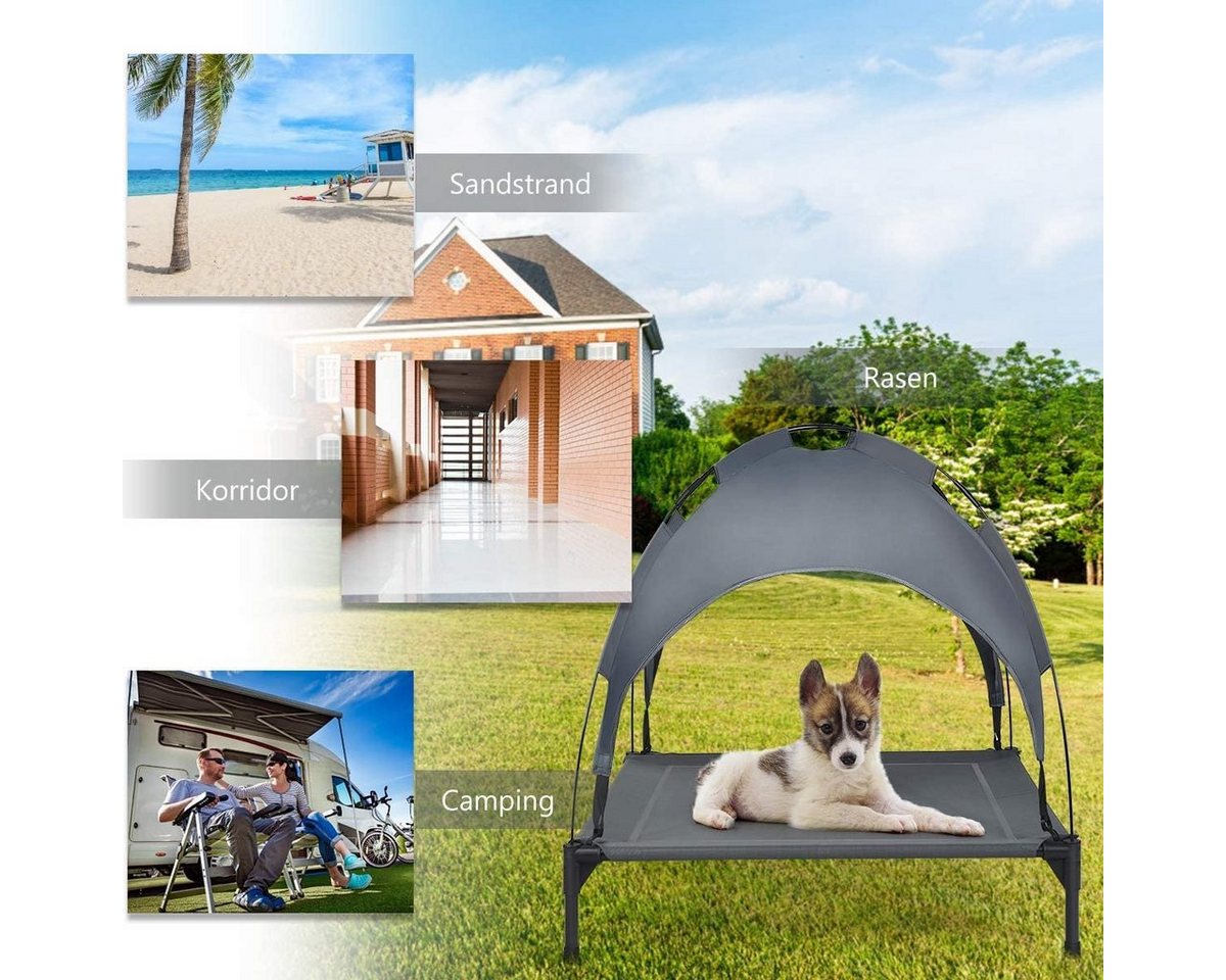 Thumbnail - COSTWAY Hundematte Hundebett, erhöhtes Haustierbett, mit Überdachung