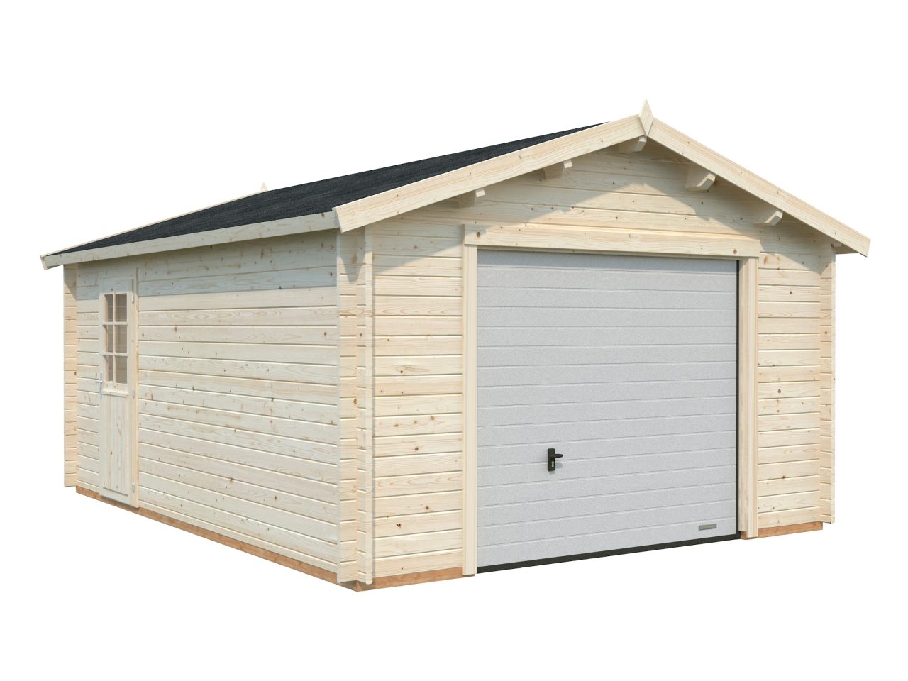 Finn Art Blockhaus Garage Holzgarage Sektionaltor mit Einzelgarage aus Aktion naturbelassen, 6 Holz