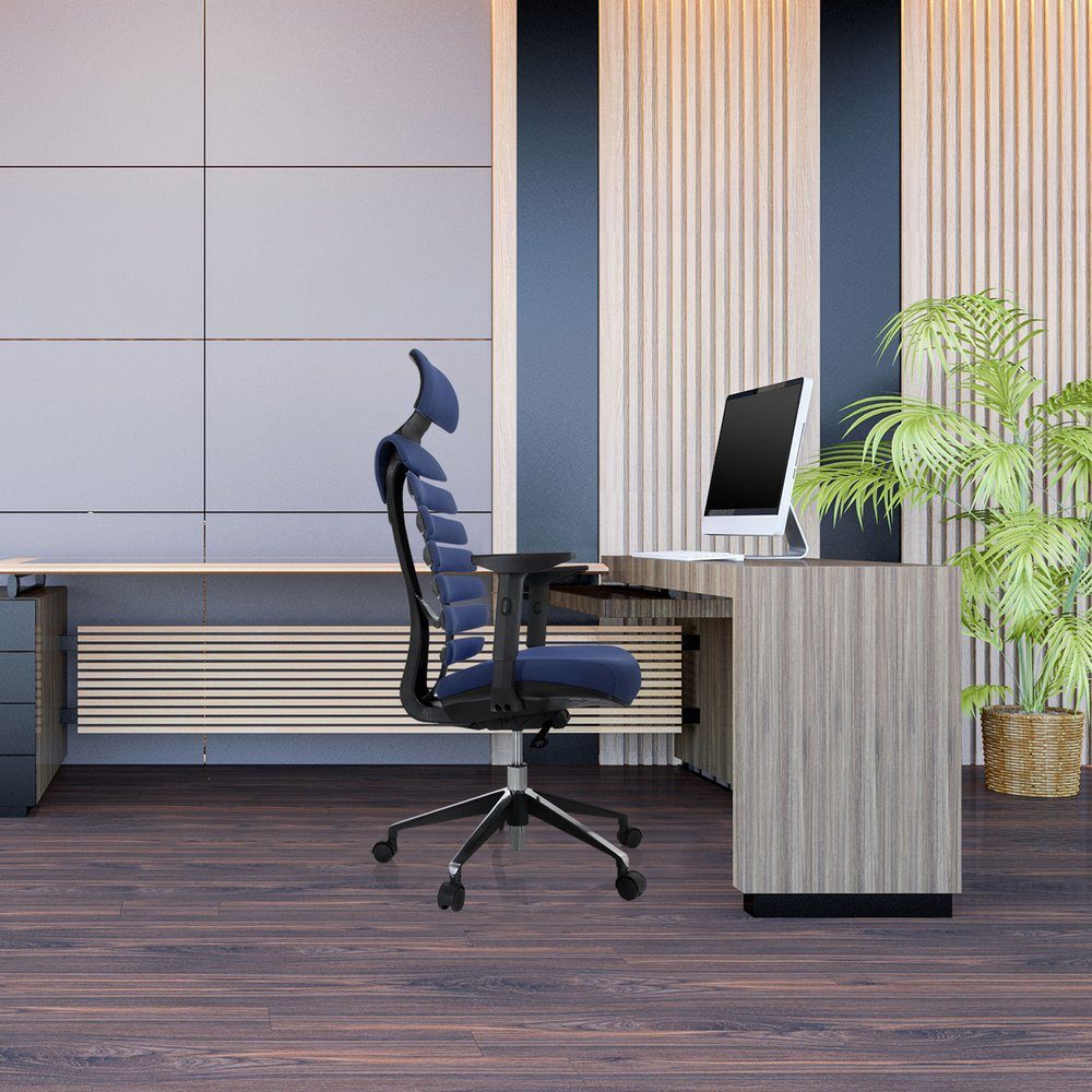 Stoff Drehstuhl Schreibtischstuhl II St), PRO hjh ergonomisch Bürostuhl (1 OFFICE LINE Blau ERGO Profi