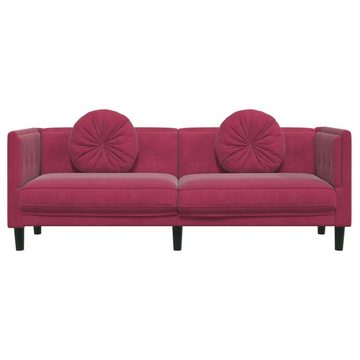 vidaXL Sofa Sofa mit Kissen 3-Sitzer Weinrot Samt