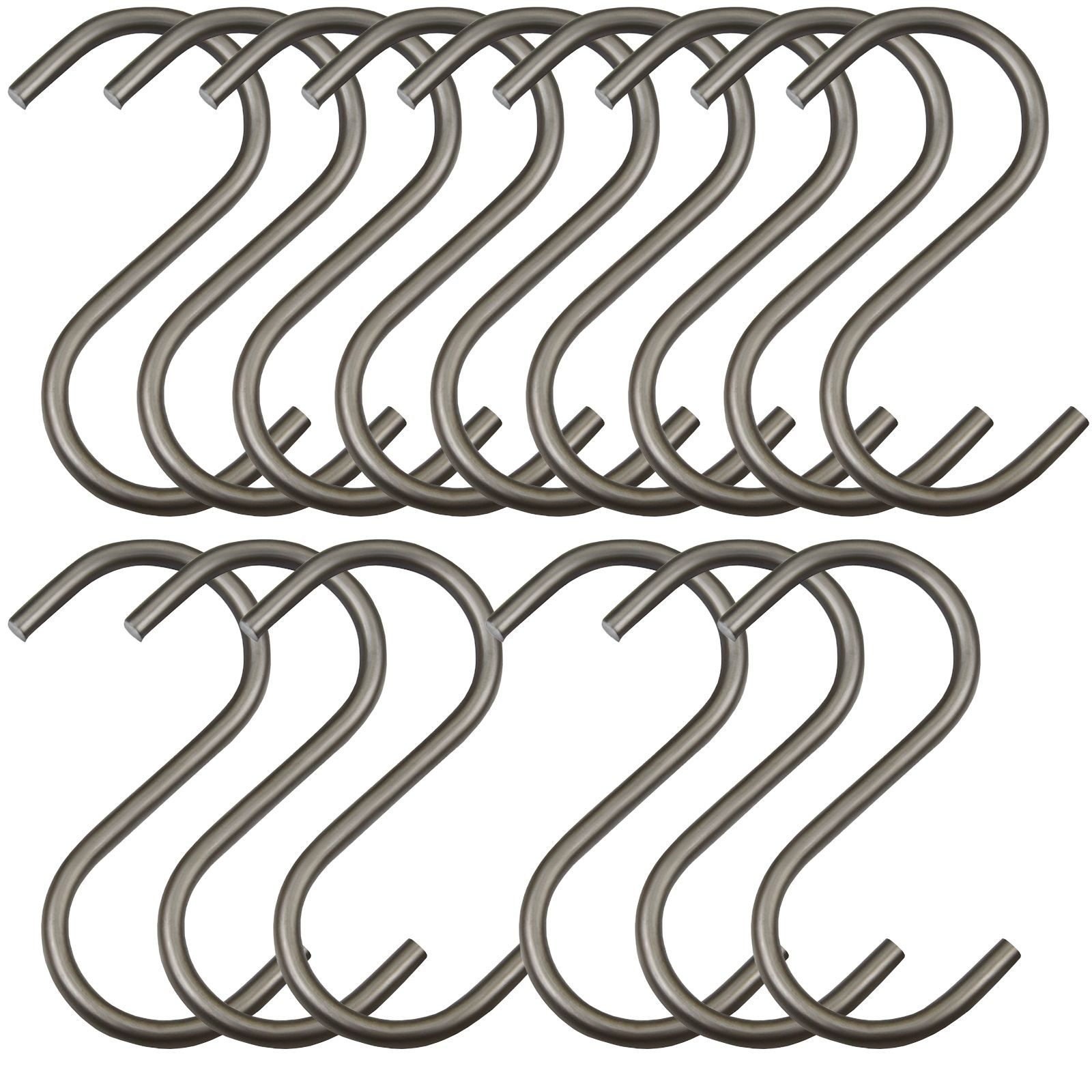 SO-TECH® S-Haken für Rundstäbe bis Ø 30 mm für Garderoben, Küchenreling uvm., (Spar-Set, 15-St), Rohstahl klar lackiert