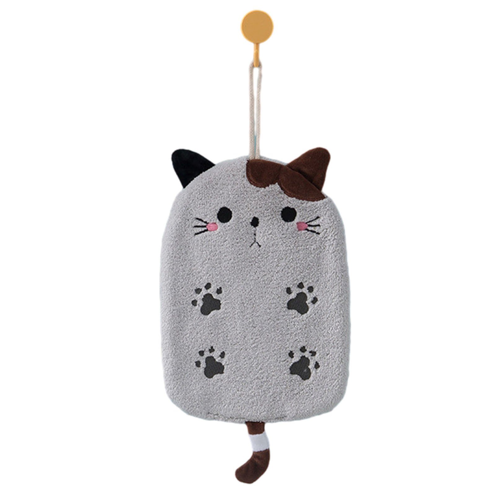 Blusmart Handtuch Set Hübsches Mikrofaser-Handtuch In Katzenform Zum Aufhängen, Lichtecht grey