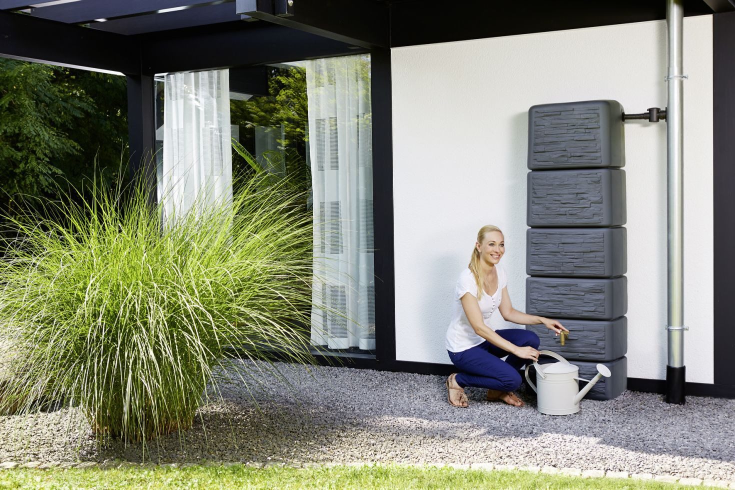 4rain Wassertank 4rain Regenwasser-Wandtank Slim graphitgrau 500 L