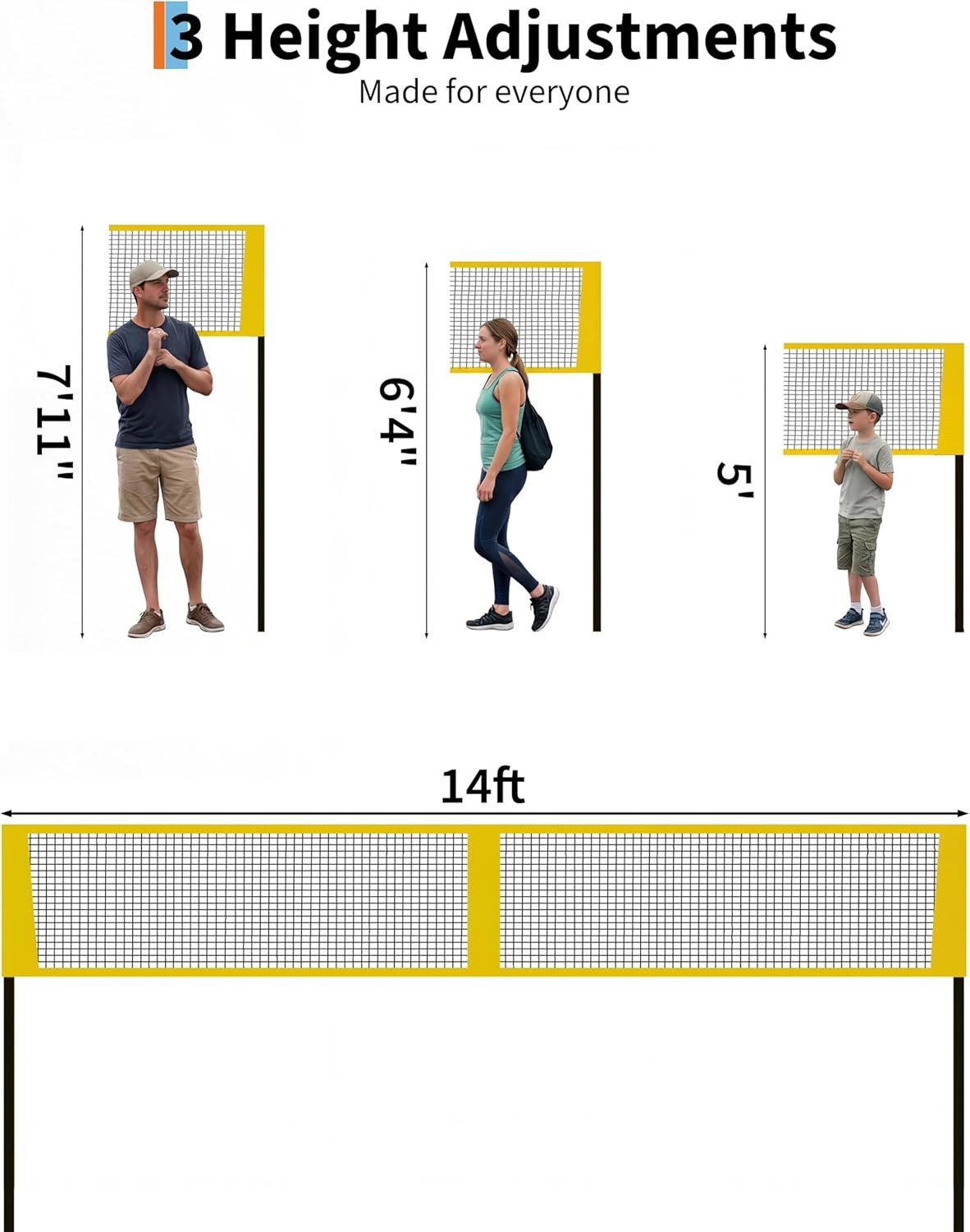 GarveeMore Volleyballnetz Volleyball Spiel-Set 426cm Beachvolleyball Netz 4 Quadratisch