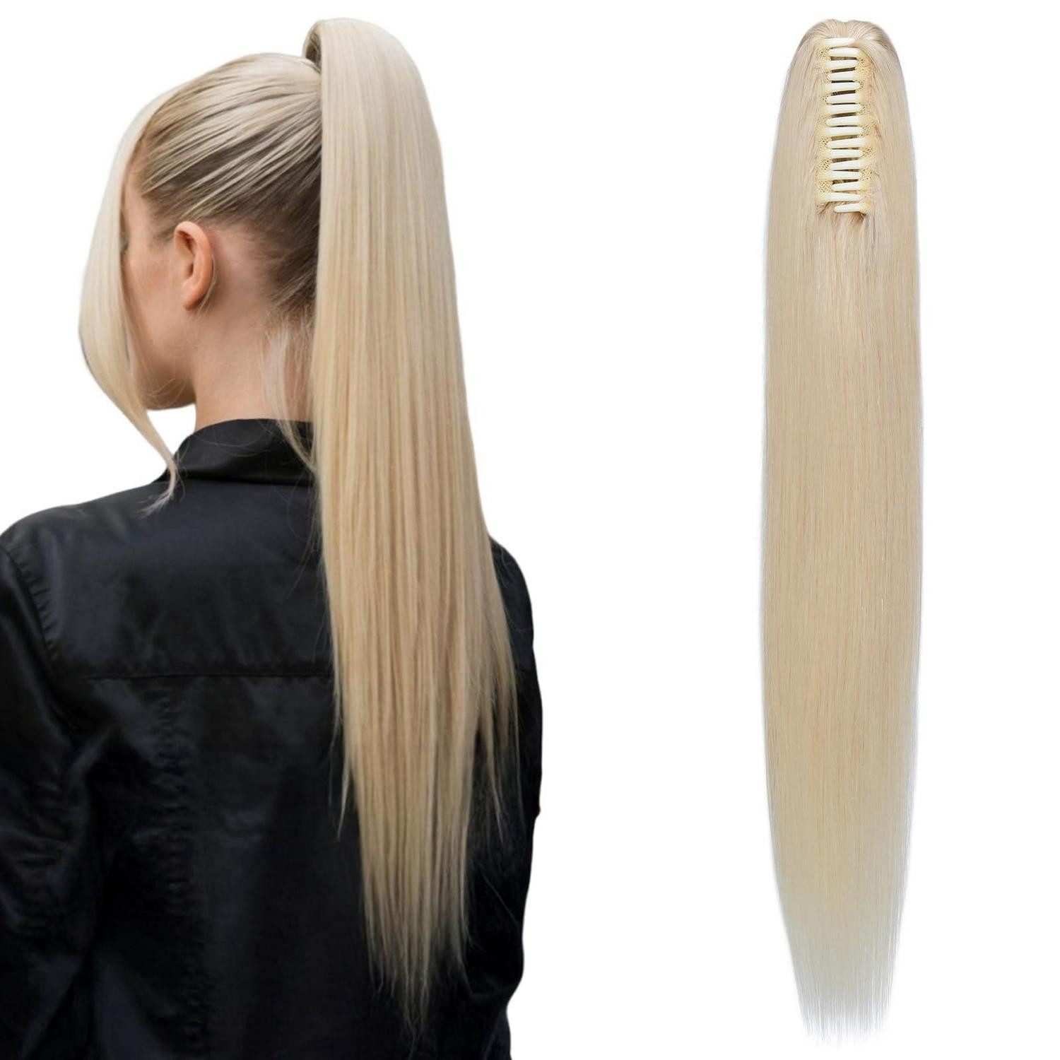 LuxusKollektion Echthaar-Extension Pferdeschwanz Haarverlängerung Echthaar 50cm-120g 60 Platinblond