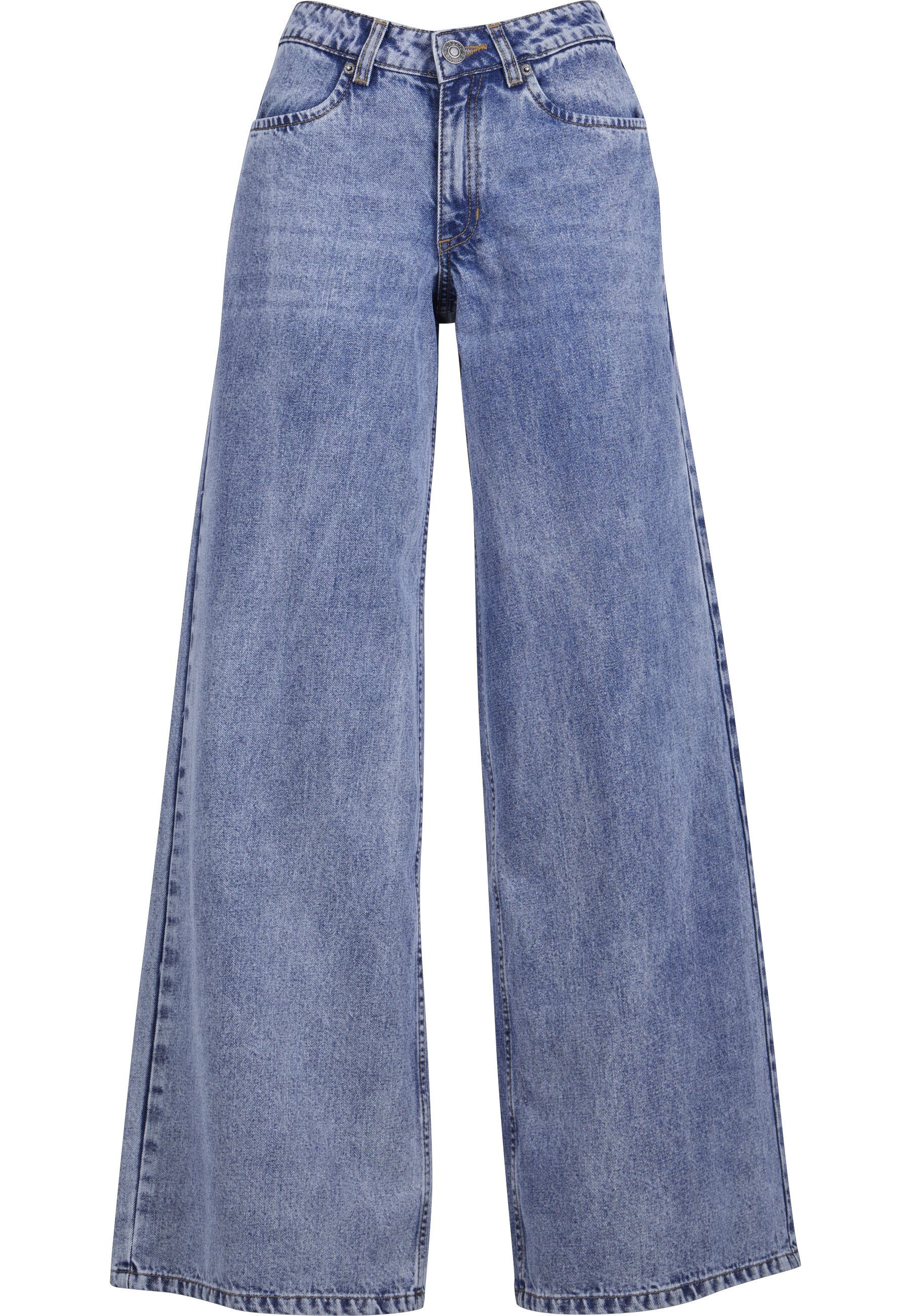 URBAN CLASSICS Bequeme Jeans Urban Classics Damen Ladies Mid Waist Wide Denim