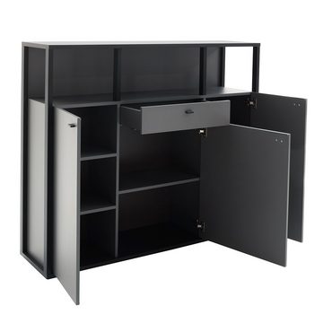 Lomadox Wohnwand LAVAL-05, (4-St., 4-tlg), Wohnwand mit Highboard, grau mit anthrazit