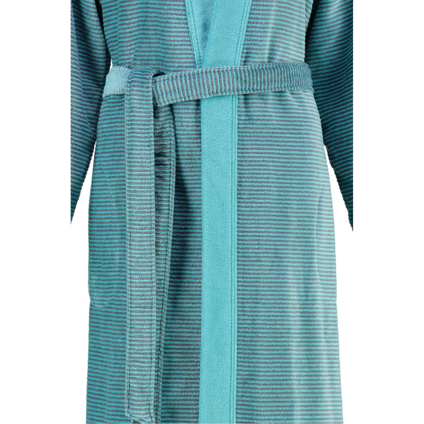 Cawö Kimono-Kragen, Gürtel, Baumwolle, Form Kimono türkis Damenbademantel, Langform,