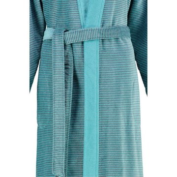 Cawö Damenbademantel, Langform, Baumwolle, Kimono-Kragen, Gürtel, Kimono Form