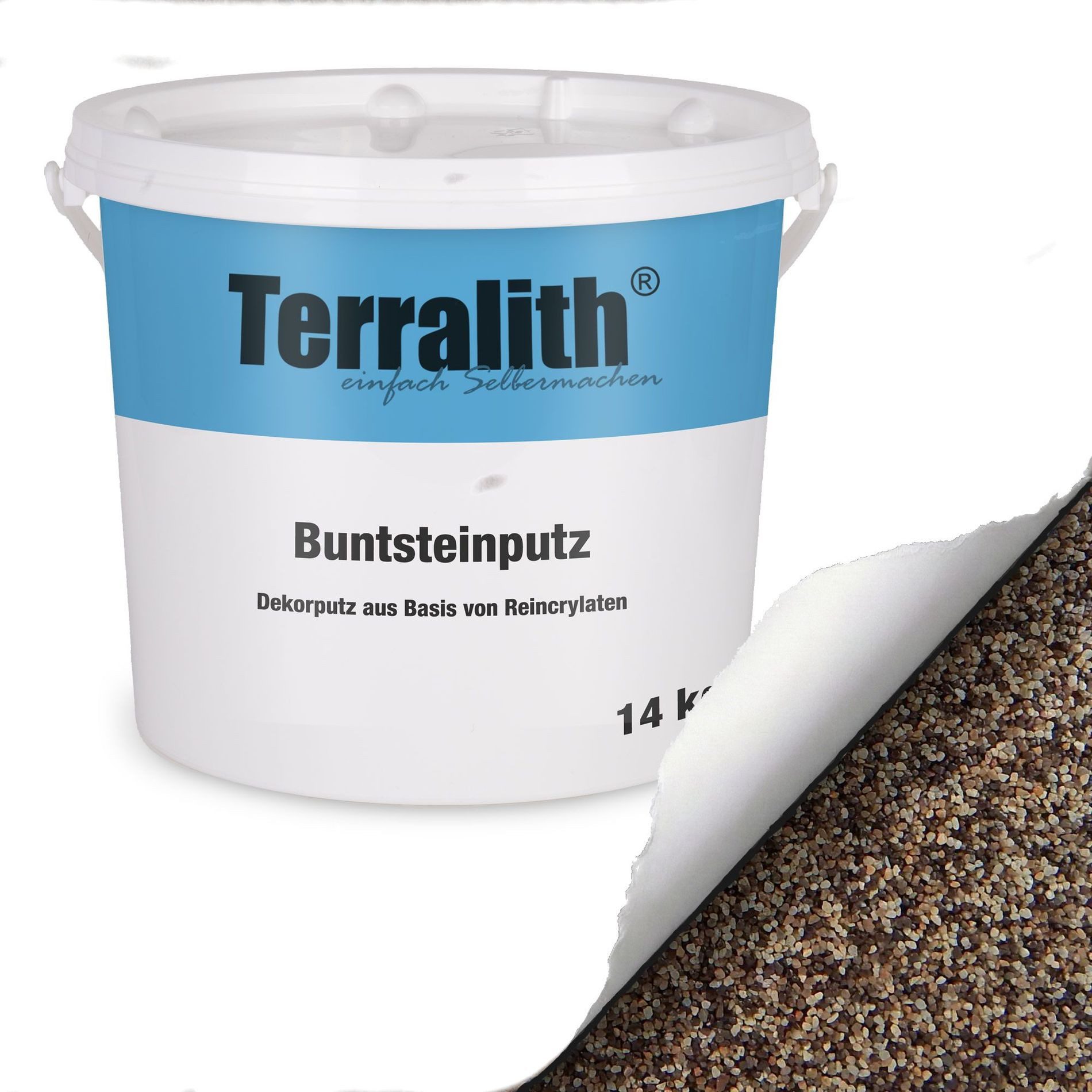 Terralith® Kunstharzputz Buntsteinputz Mosaikputz 2mm -14 kg- BSP61 (Eimer, Verarbeitungsfertig) Dekorationsputz aus Marmor-Granulat bzw. eingefärbter Körnung