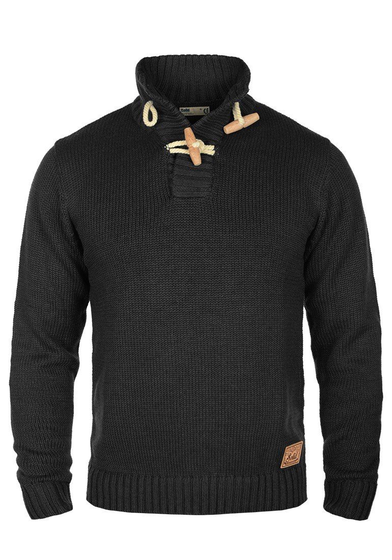 !Solid Strickpullover SDPiroy Strickpulli mit Knebelverschluss am Kragen