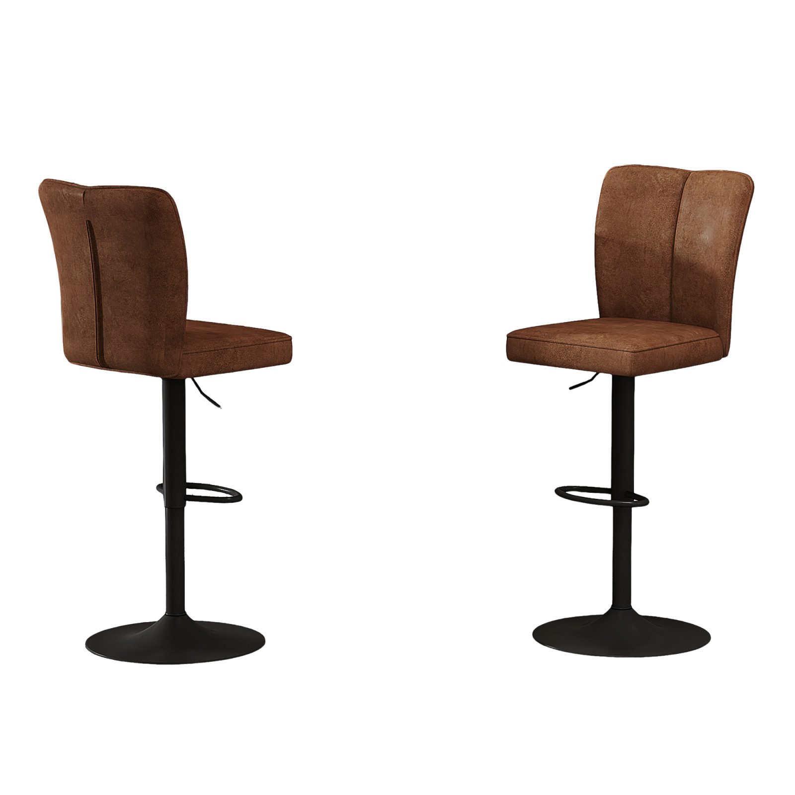 JUFU Barhocker höhenverstellbar & 360° drehbar mit ergonomischer Rückenlehne (2 St), moderner Küchenhocker mit PU-Bezug, Metallfuß & Fußstütze