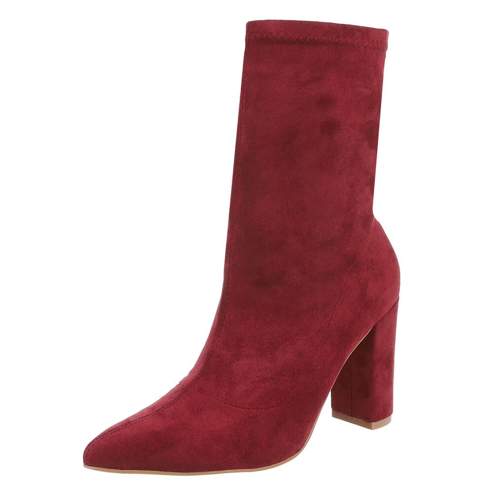 Ital-Design Eleganter Blockabsatz-Stiefel für Damen – Alltags-Style Сапоги на высоком каблукеette (89929938) Blockabsatz Stiefeletten in Weinrot