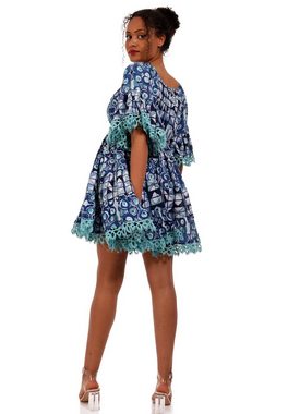 YC Fashion & Style Tunikakleid Boho Tunika Kleid Off Shouldner mit Schmuck Besatz (1-tlg) Schmuck-Besatz