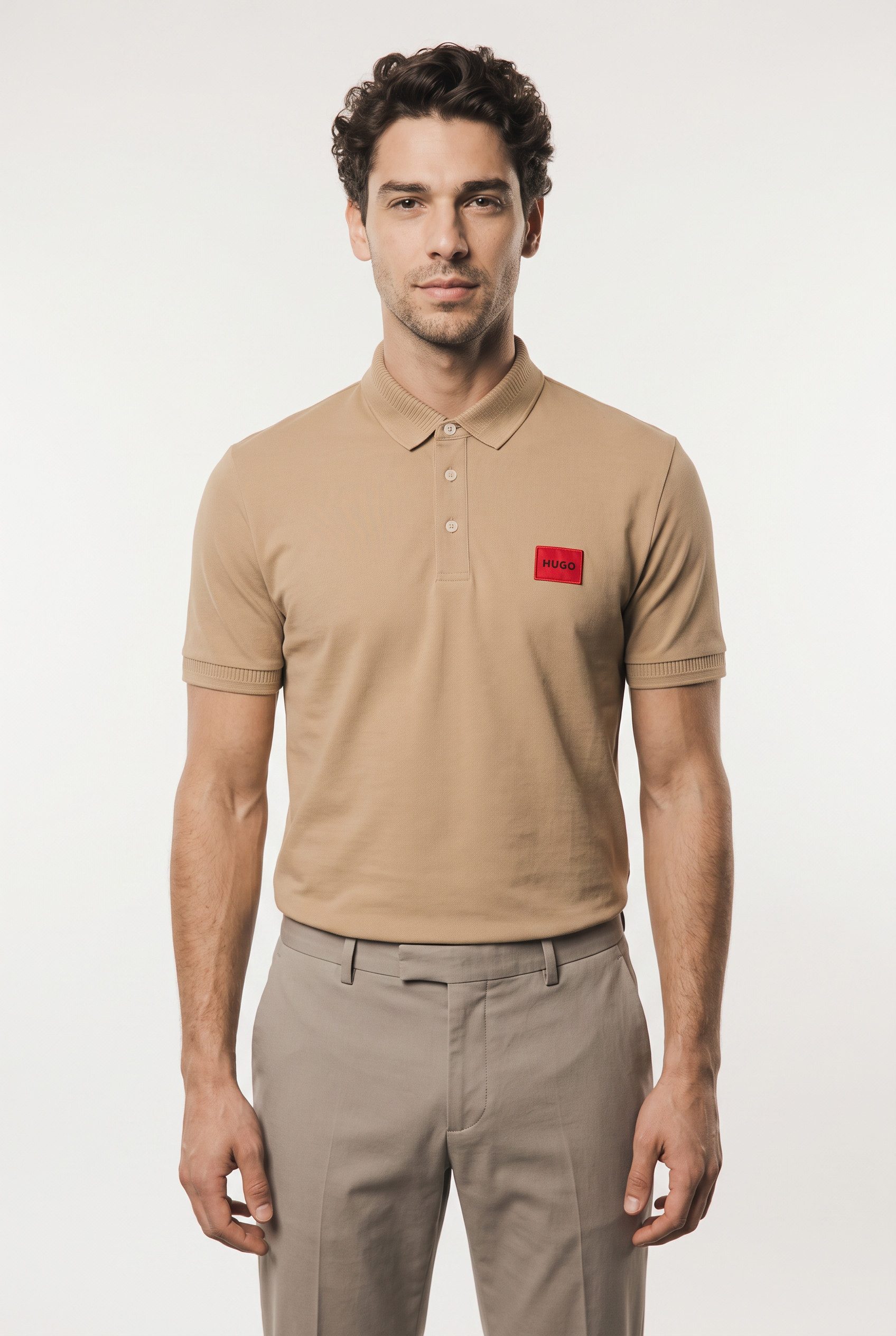 HUGO Poloshirt Dereso Slim Fit, Kurzarm, HUGO Weblabel