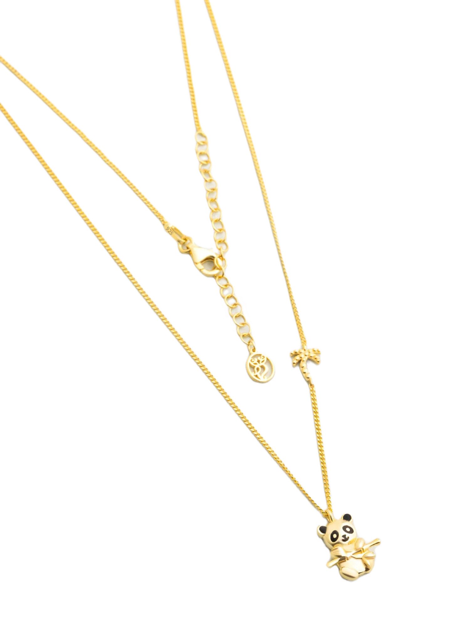 So CHIC... Kette mit Einhänger Little Panda – 18 Karat Gelbgold plattierte 46 cm lange Silberkette